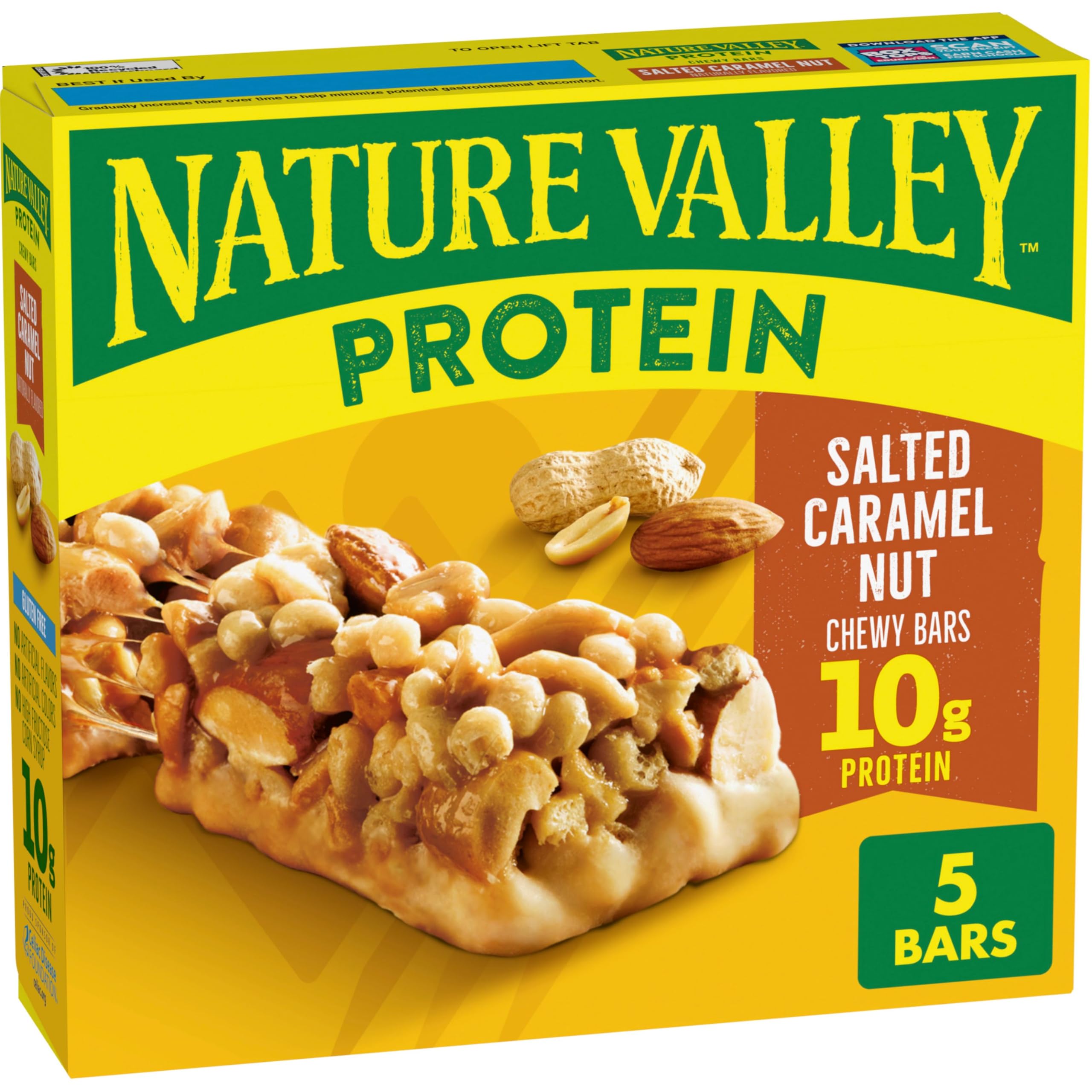 Nature Valley Chewy Protein Granola Bars, Salted Caramel Nut, 5 Bars, 7.1 OZ