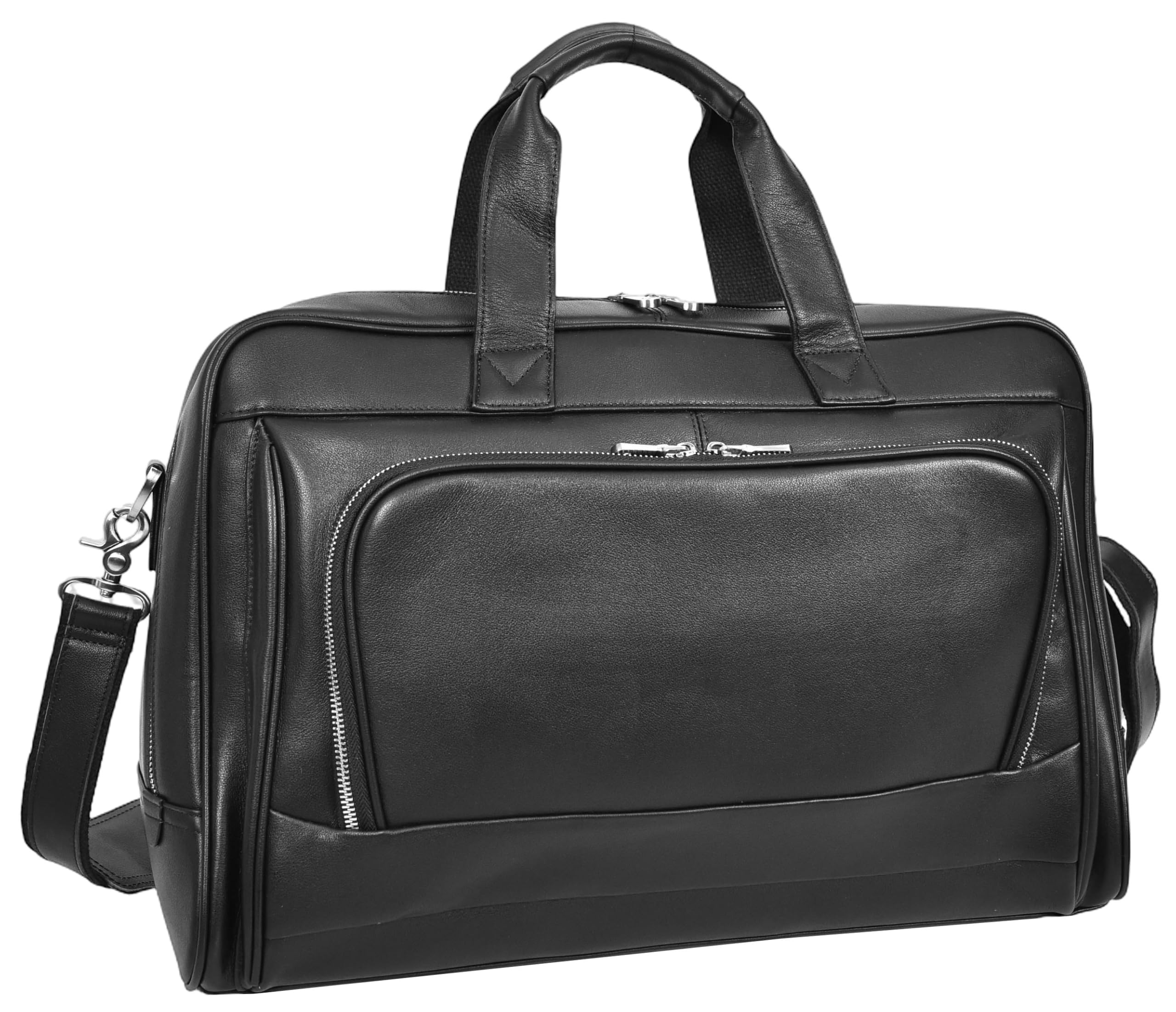 Kigali - Bolsa de viaje de piel auténtica, tamaño mediano, para fin de semana, Black, M, Bolsa de transporte