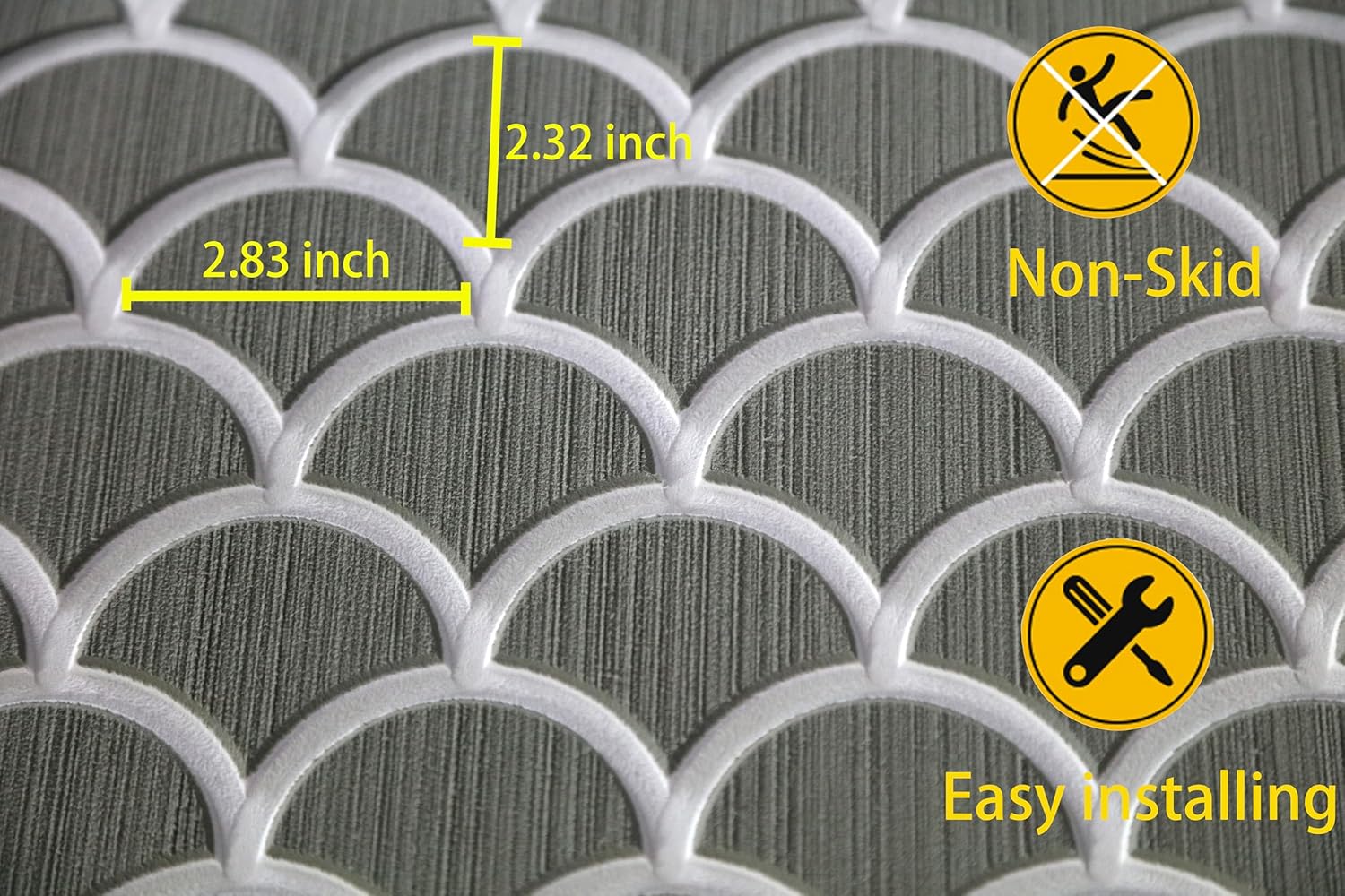 Boat Flooring Eva Foam Decking Marine Non-Slip Self-Adhesive Flooring for Motorboat Fishing Boat RV Yacht Kayak Swimming Pool 110.2''/102.3''/94.5''/86.6''/59''/X37.4''