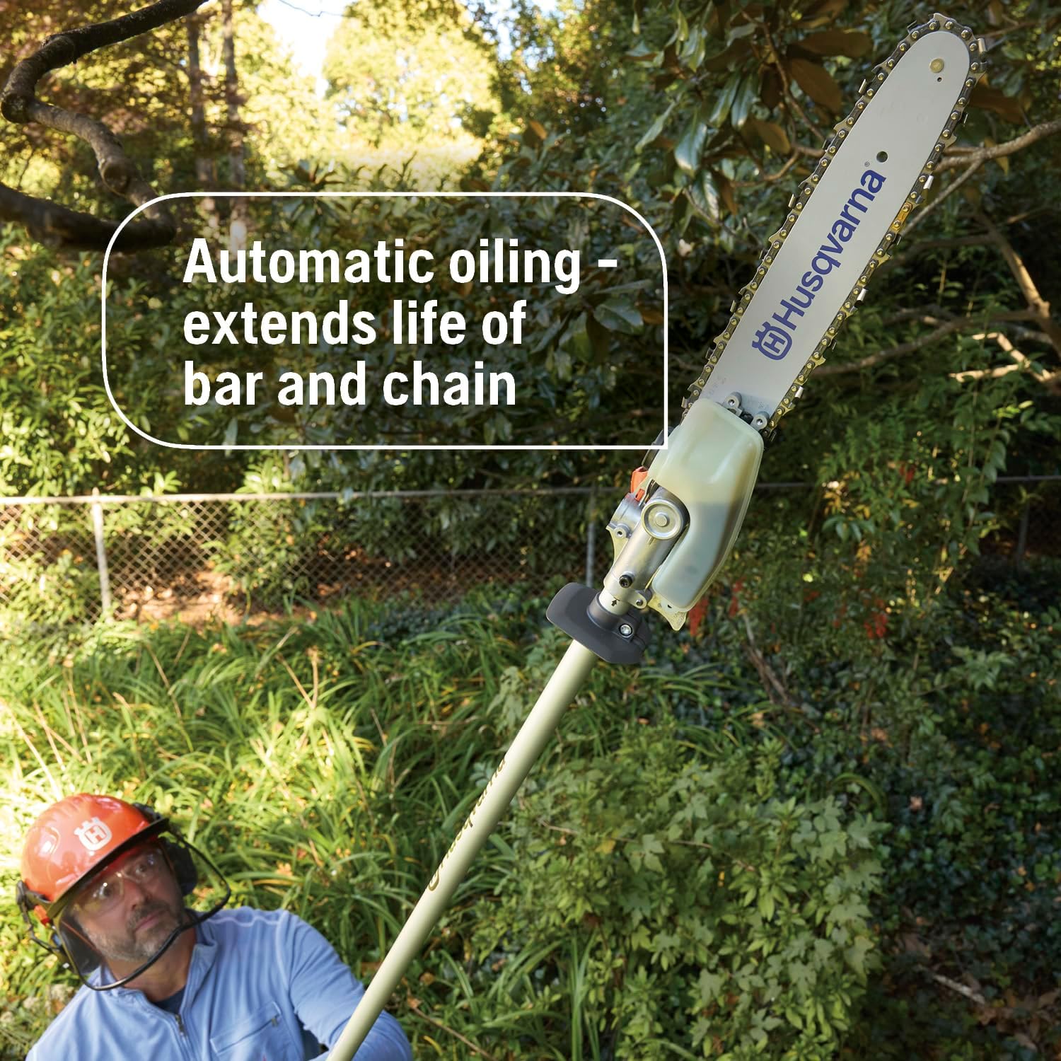 Husqvarna 122LKP Gas Pole Saw, Multi-Purpose Tool with Pole Saw Attachment, Equipped with X-CUT Chain, 10-Foot Reach Cuts Limbs up to 8 Inches Thick, 21.7CC