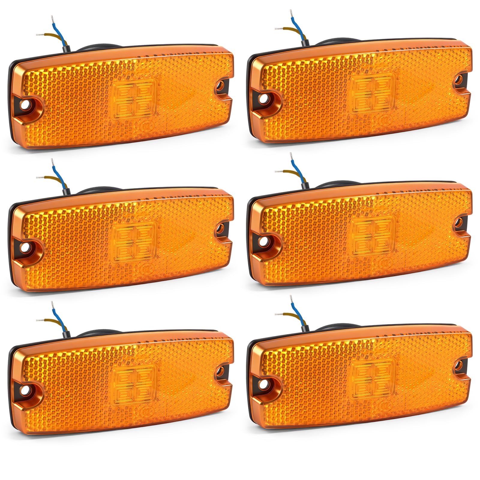 6 Fari Laterali LED Arancioni, 12V/24V Per Rimorchio IP65 Impermeabili Con Certificazione ECE R10, Per Rimorchio, Furgone, Camper, Camion