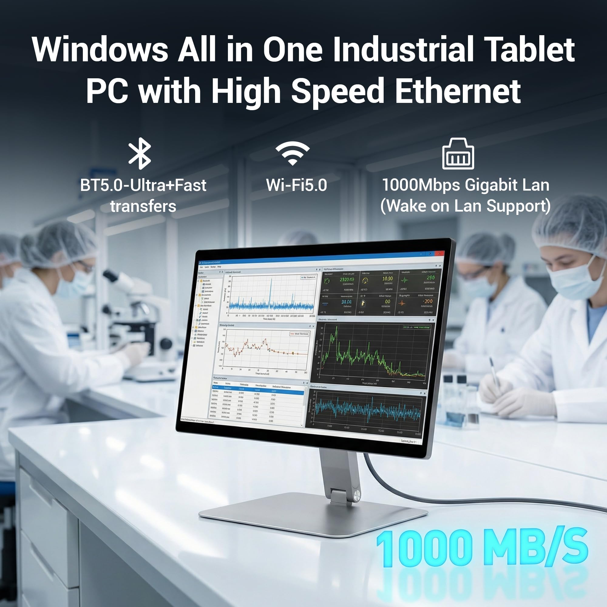 Touch Panel PC-HEIGAOLAPC Industriale Pannello PC Tablet 15.6" Win11 N5095, Fanless Touchscreen Computer All in One con Supporto Girevole, 8GB RAM 128GB ROM, 1920x1080 FHD, USB3,0, HDMI, Type-C, RS232