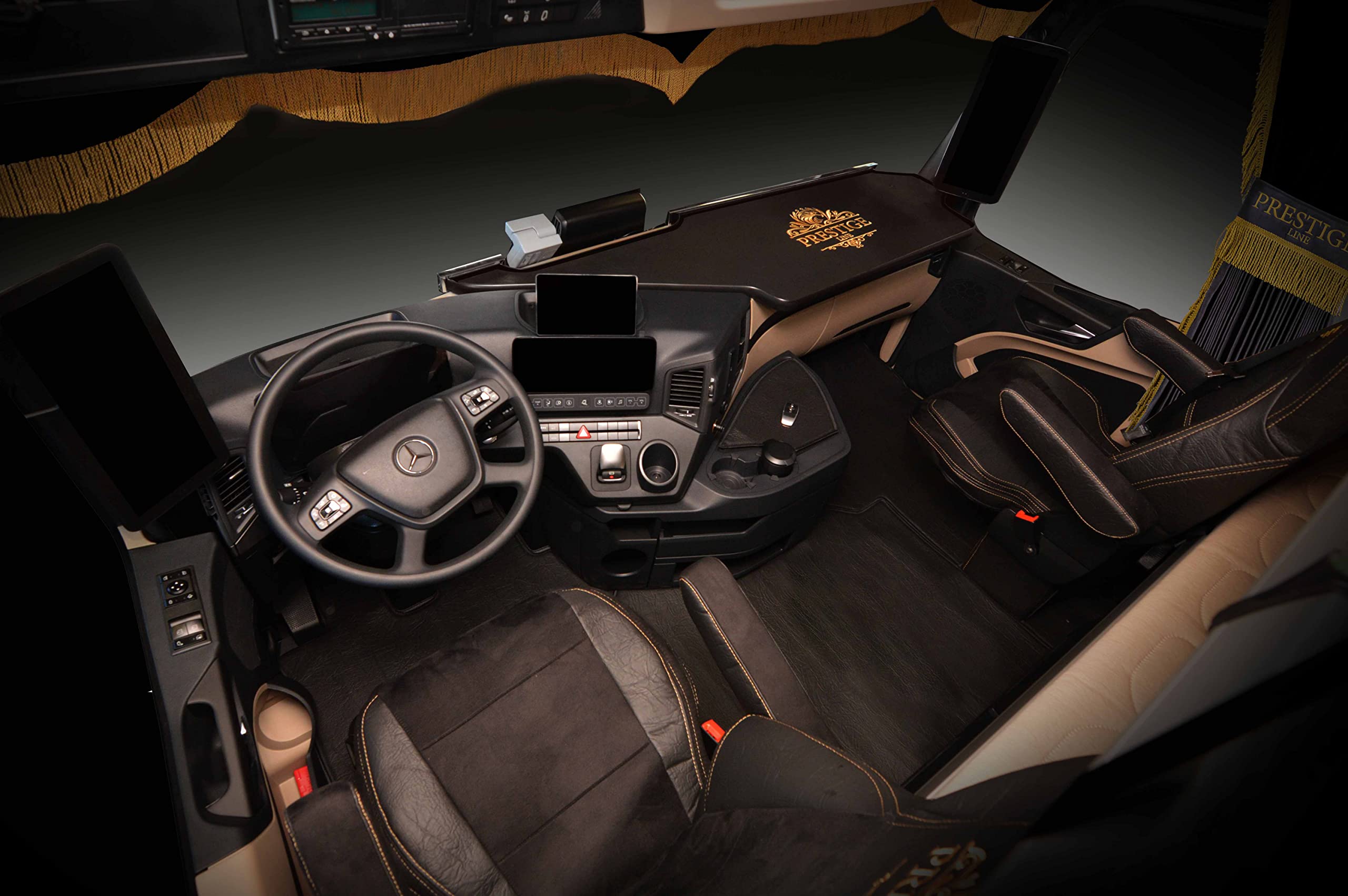 Coprisedili per Camion in MERCEDES ACTROS MP 4 dal 2011, MP 5 dal 2019 Sedile Passeggero, non Molleggiato Nero - Set coprisedile Resistente, Elegante e Facile da Montare