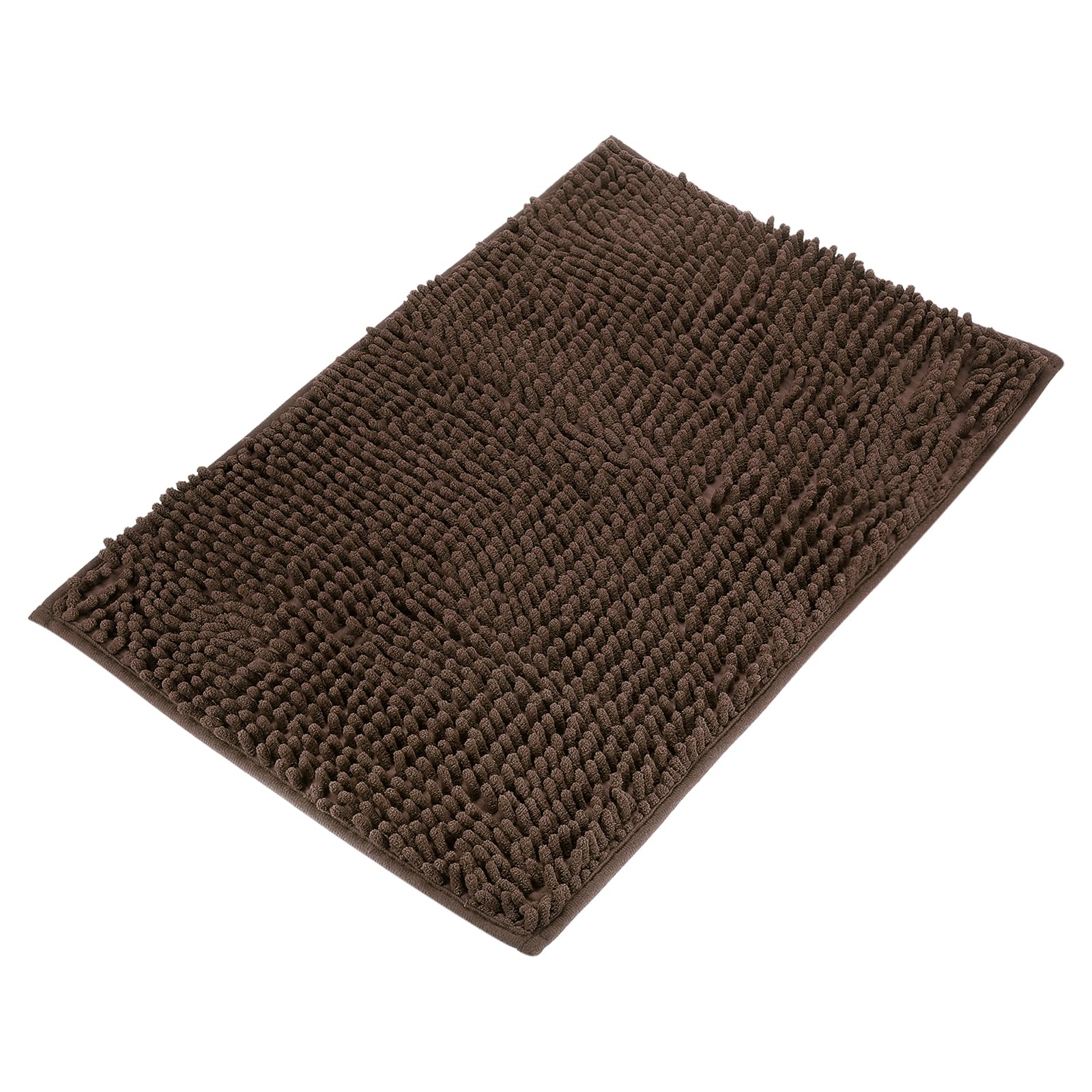 Tapis de bain en chenille pour sortie de douche sécurisée et cuisine marron