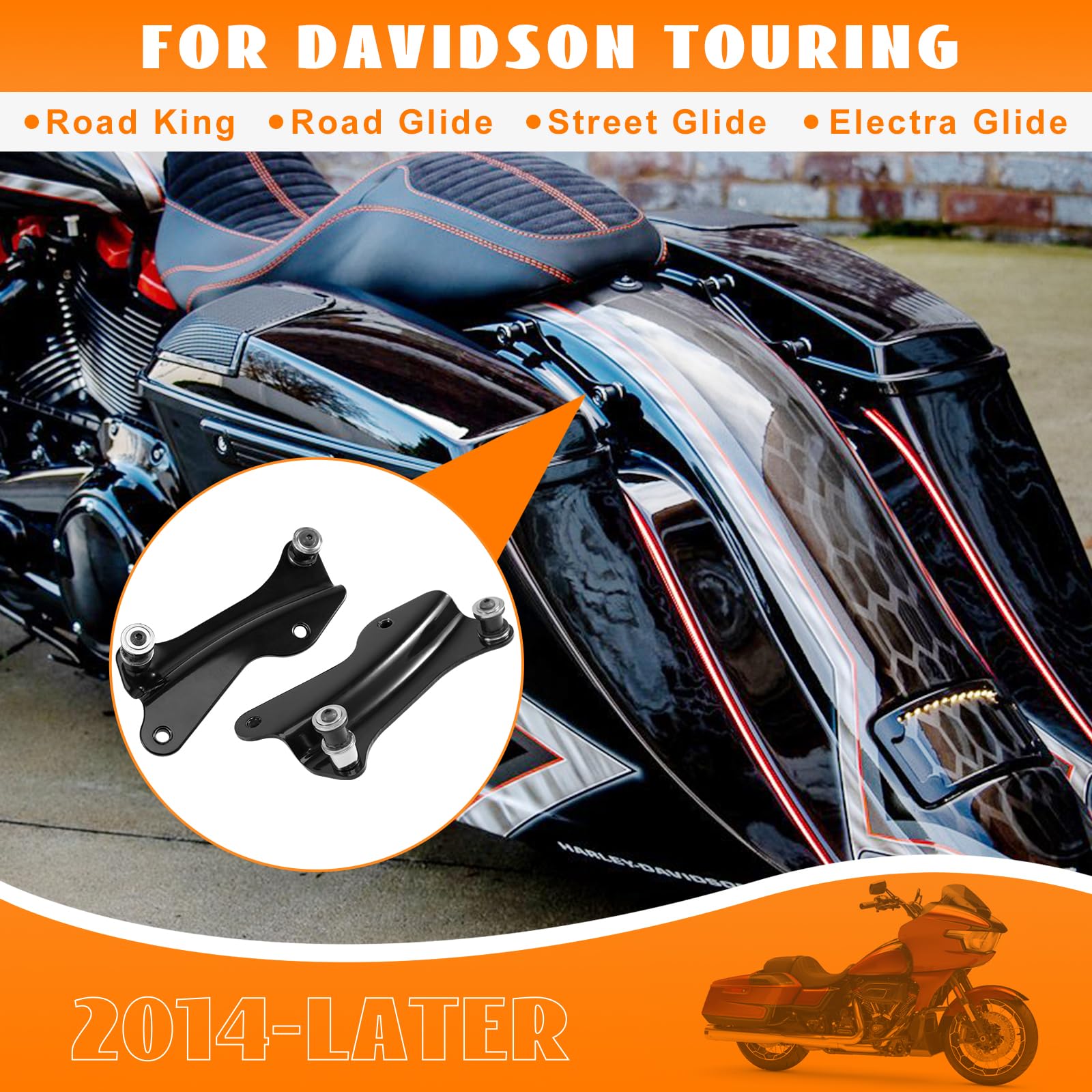 Kit de accesorios de acoplamiento de 4 puntos de liberación rápida Tour Pack portaequipajes Sissy Bar Kit de montaje de repuesto 52300354 para Harley Touring Street Glide Electra Glide Road King