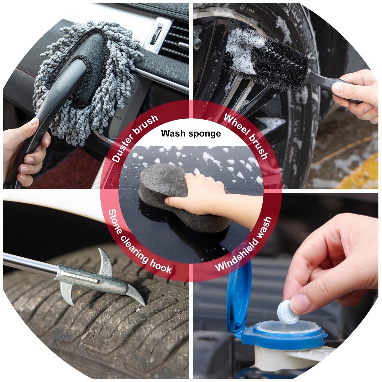 41Pcs Car Wash Cleaning Kit with High Power Handheld Vacuum Windshield Cleaning Tool Collapsible Bucket Detailing Brushes Tire Brush Towels Complete Detailing Set for Car