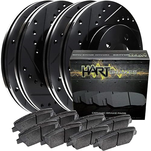 Hart Brakes Front Rear Brakes and Rotors Kit |Front Rear Brake Pads| Brake Rotors and Pads| Ceramic Brake Pads and Rotors |fits 2012-2018 Mercedes-Benz GLE300d, GLE350, GLE350d, GLE400, ML250, ML350