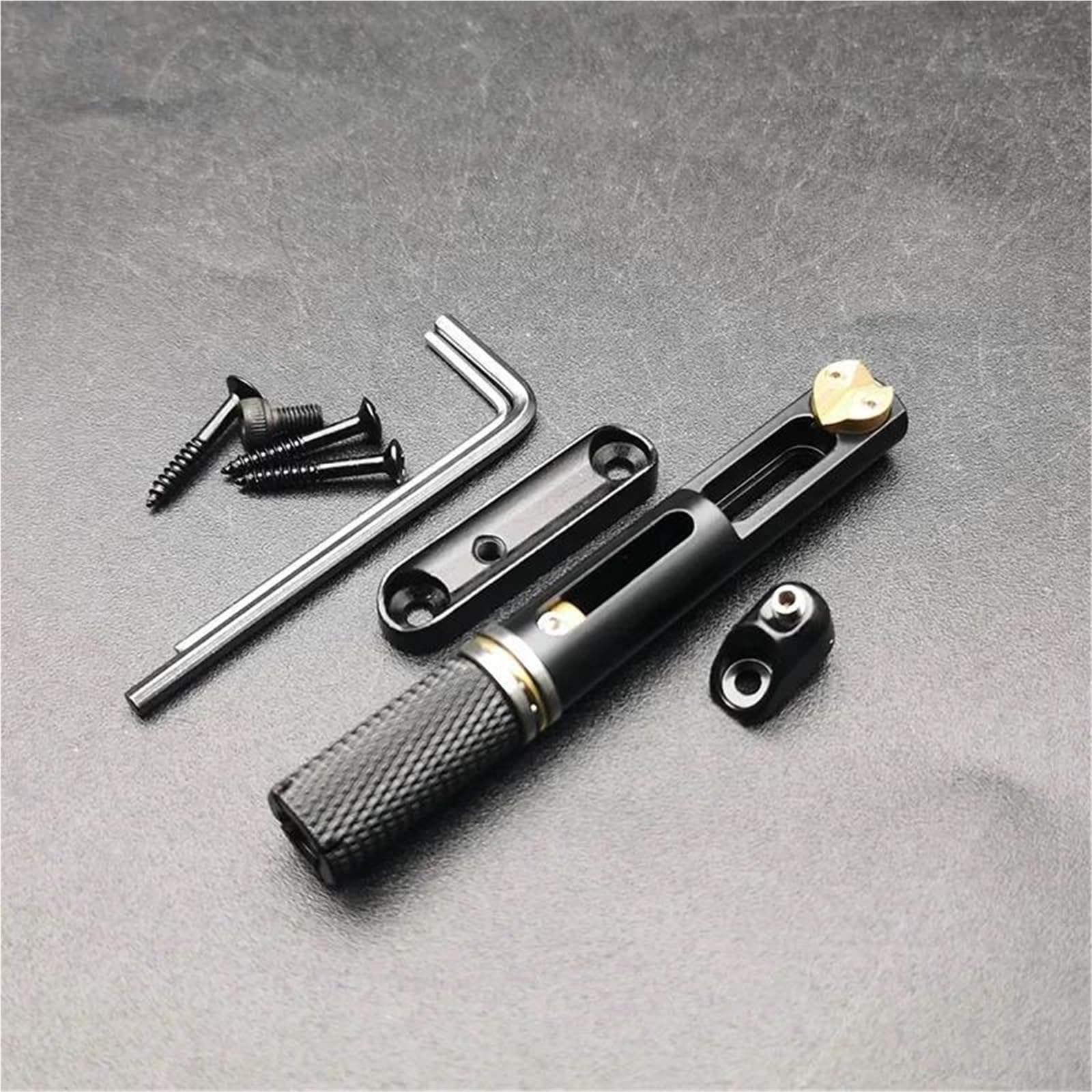Zestaw 7 elementów mostka do gitary elektrycznej w kształcie siodełka bez główki z kluczem czarno srebrny Mostek Gitary(Black x 7pcs)