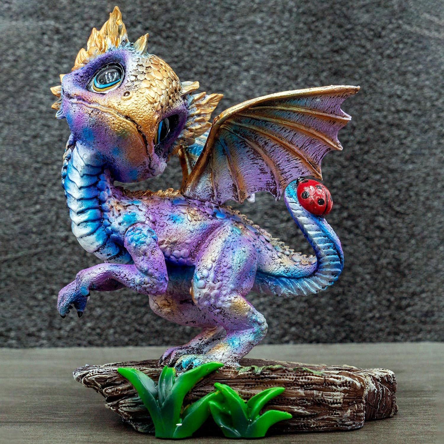 Fantasy Dragon Fairy Figurine Set, Resin Dinosaur Figurine - Cute Mini Dino Statue, Desk Decor for Kids Room, Office, Shelf Display