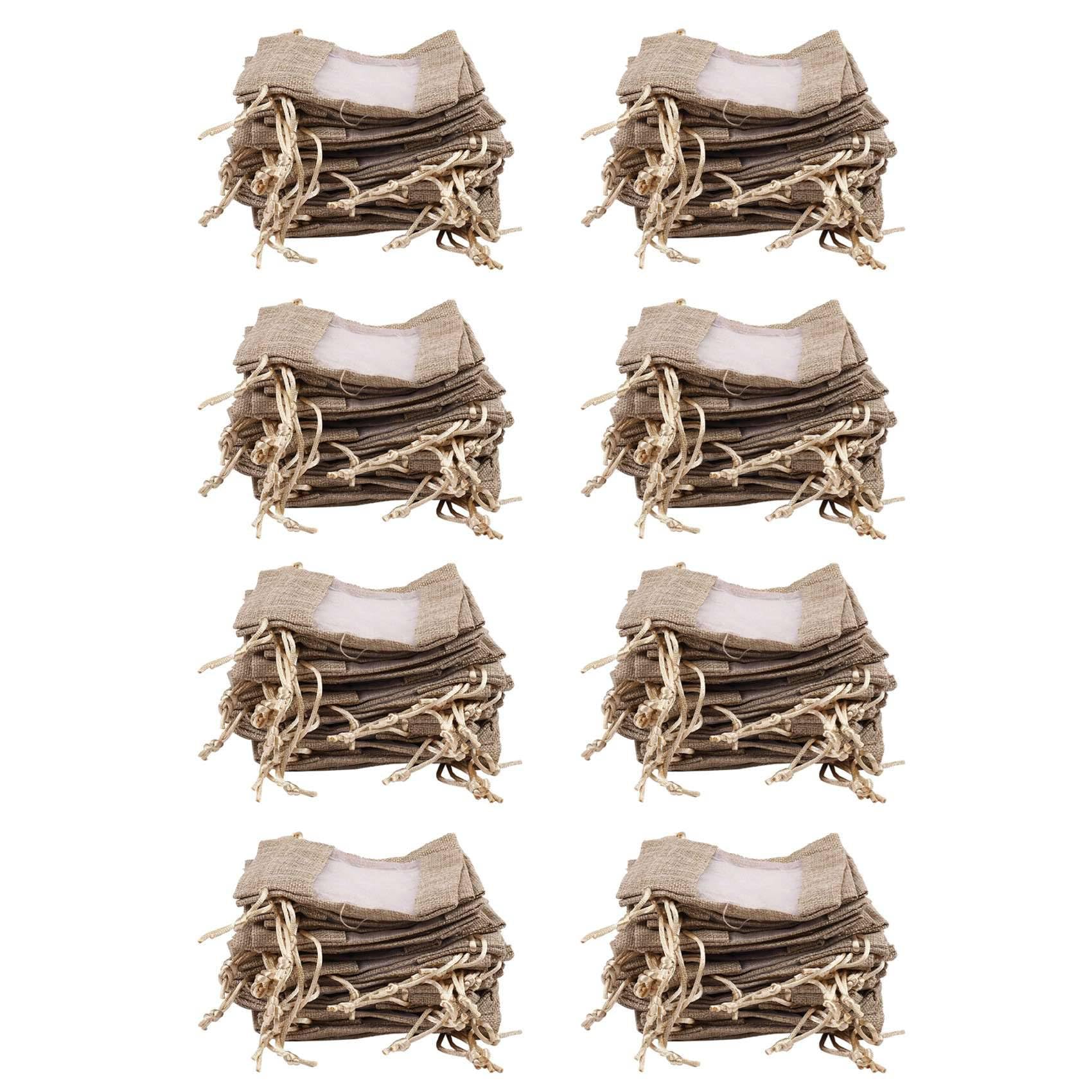 Vjsujehgy 240Pcs Flax Organza Bags Burlap Drawstring Pouch Bag Wedding Party Bags 10x14cm
