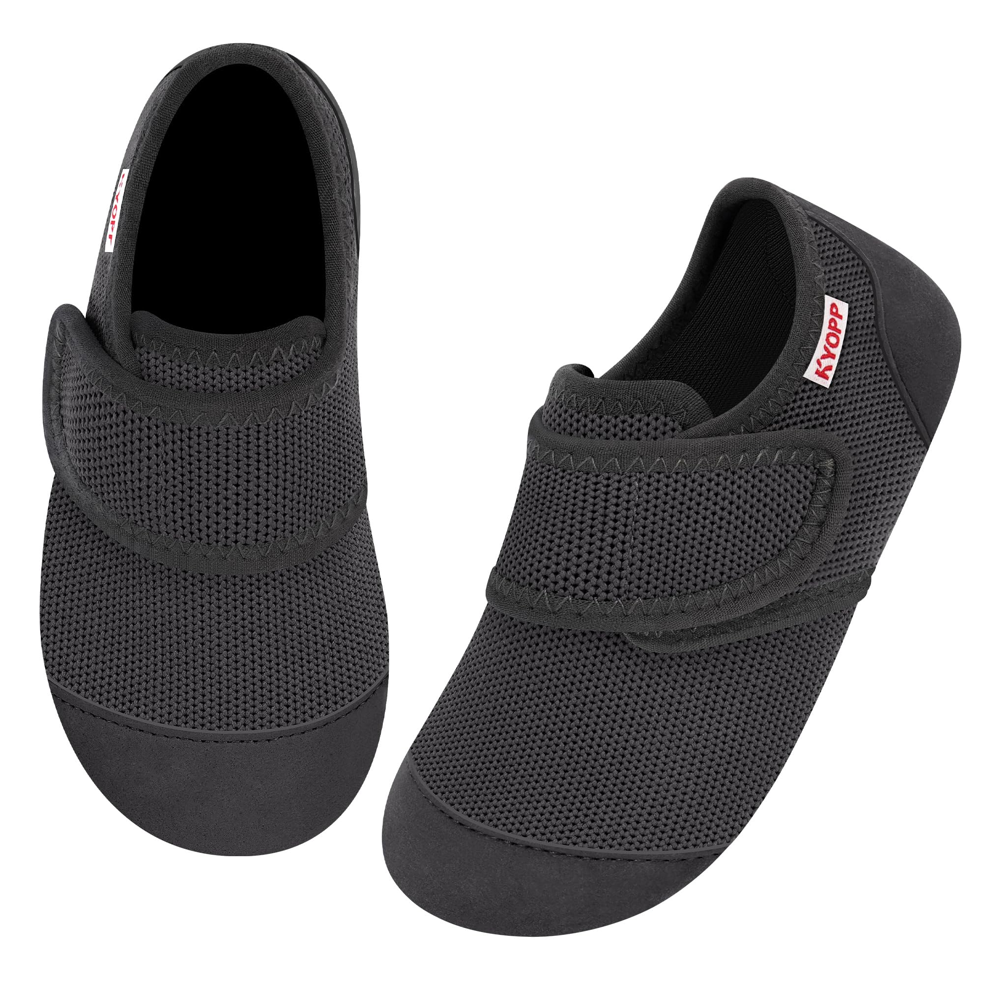 Kyopp Hausschuhe Kinder Barfussschuhe Atmungsaktive Pantoffeln für Jungen Mädchen Rutschfest Breite Turnschläppchen Kleinkinder Slippers(Dunkelgrau, 24/25EU)