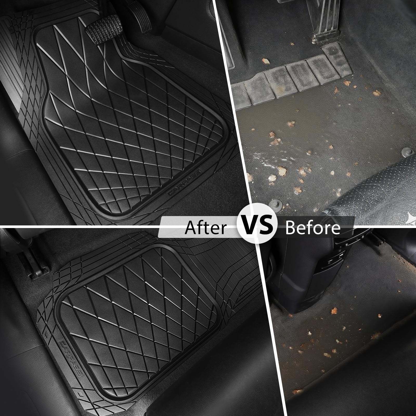 CAR PASS Heavy Duty Rubber Car Floor Mats Waterproof Universal Trim-to-Fit Car Mats All Weather Floor Mats for — view 5
