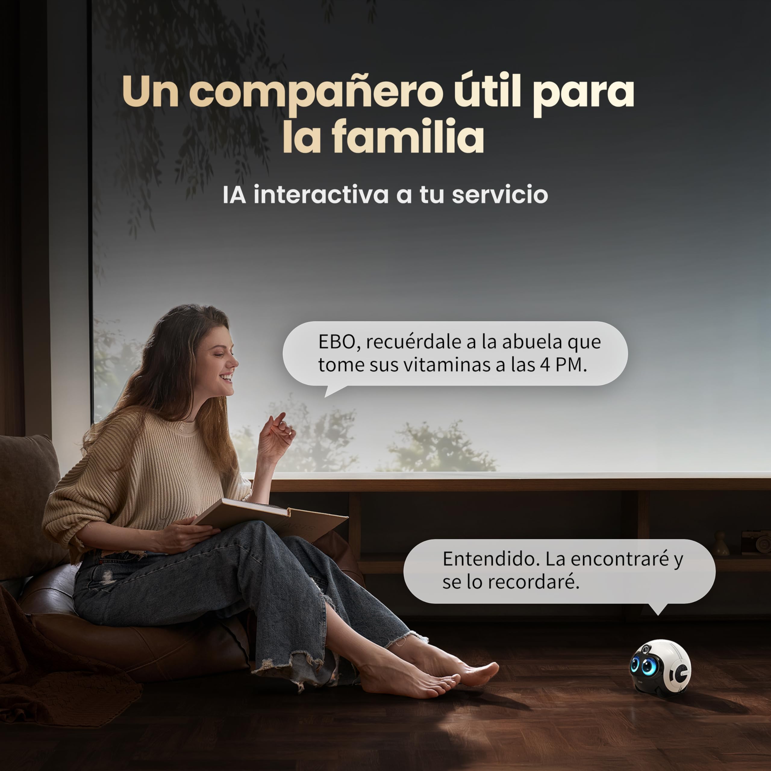 Enabot EBO MAX FamilyBot – Robot Cámara 4K con IA Multimodal, Interacción Personalizada, Vídeo Bidireccional, Recorridos Automáticos y Memoria Adaptativa – para Familia y Mascotas