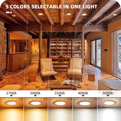 Miniatura 2 de Paquete de 12 luces LED empotrables de 6 pulgadas, 1800 lm, 16 W, 200 W, 5CCT 5000 K4000 K3500 K3000 K2700 K seleccionables, regulable, iluminación