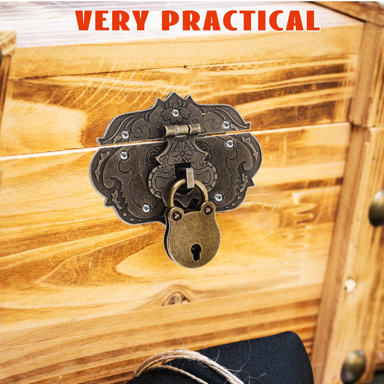 Artibetter Bear Padlock Vintage Zinc Alloy Hasp Lock for Jewelry and Gift Boxes Decorative Small Keyed Lock with Buckle Latch for Secure Closure - Image 4