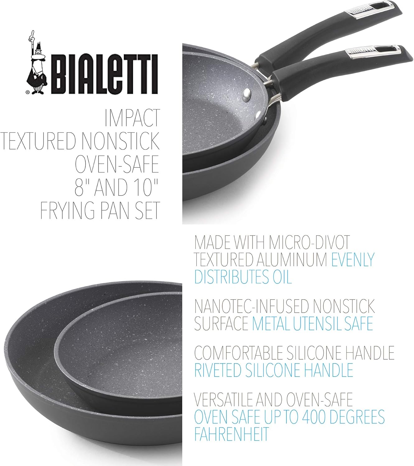 Pots & Pans Home Black 8 Bialetti 07203 Mineral DS Sauté Pan with