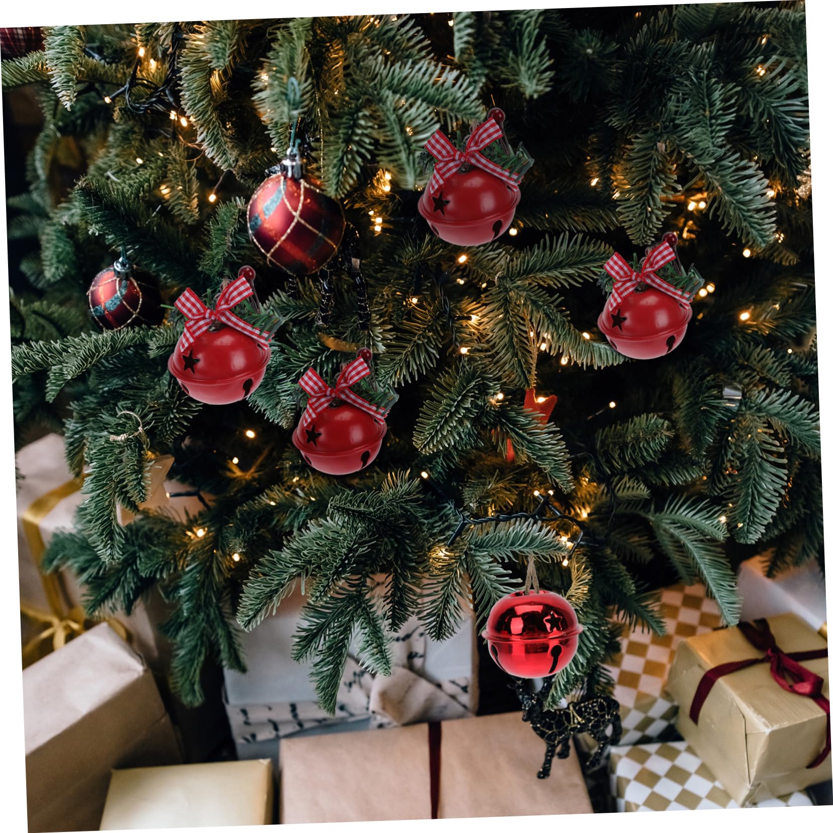 Garneck 4 Set Campane Di Natale Alberi Di Natale Luci Dell'albero Di Decorazioni Natalizie All'aperto Fiocco Di Kit Da Giardino Mini Albero Ferro Da Stiro Rosso 20 Pezzi * 4
