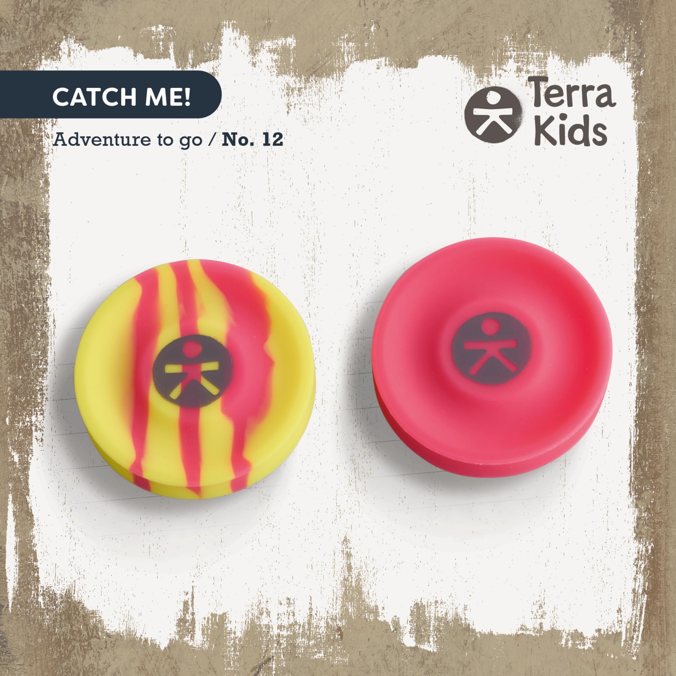 Terra Kids Set de 2 Frisbees de Poche – Mini disques en Silicone – Rose/Jaune – Dès 4 Ans – Idéal pour Le Parc, la Plage et Le Camping – 2013456001
