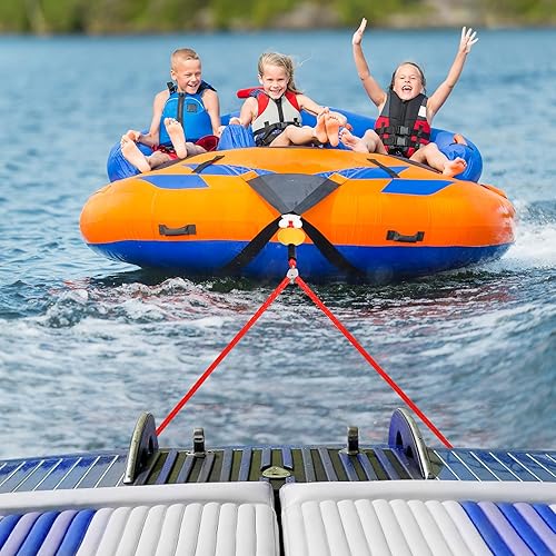 Miniatura 6 de Arnés de remolque autocentrante para deportes acuáticos con bola de espuma, arnés de remolque de barco resistente con 2 jinetes permanentes de acero