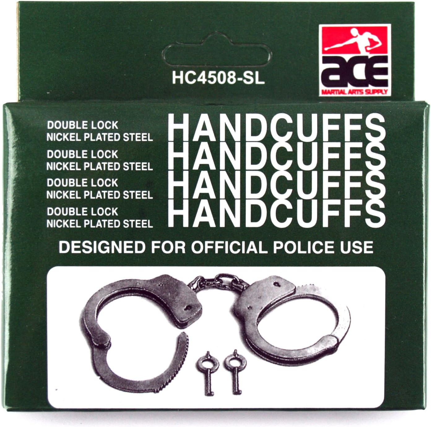 Ace Martial Arts Supply Double Locking Steel Police Handcuffs, Silver