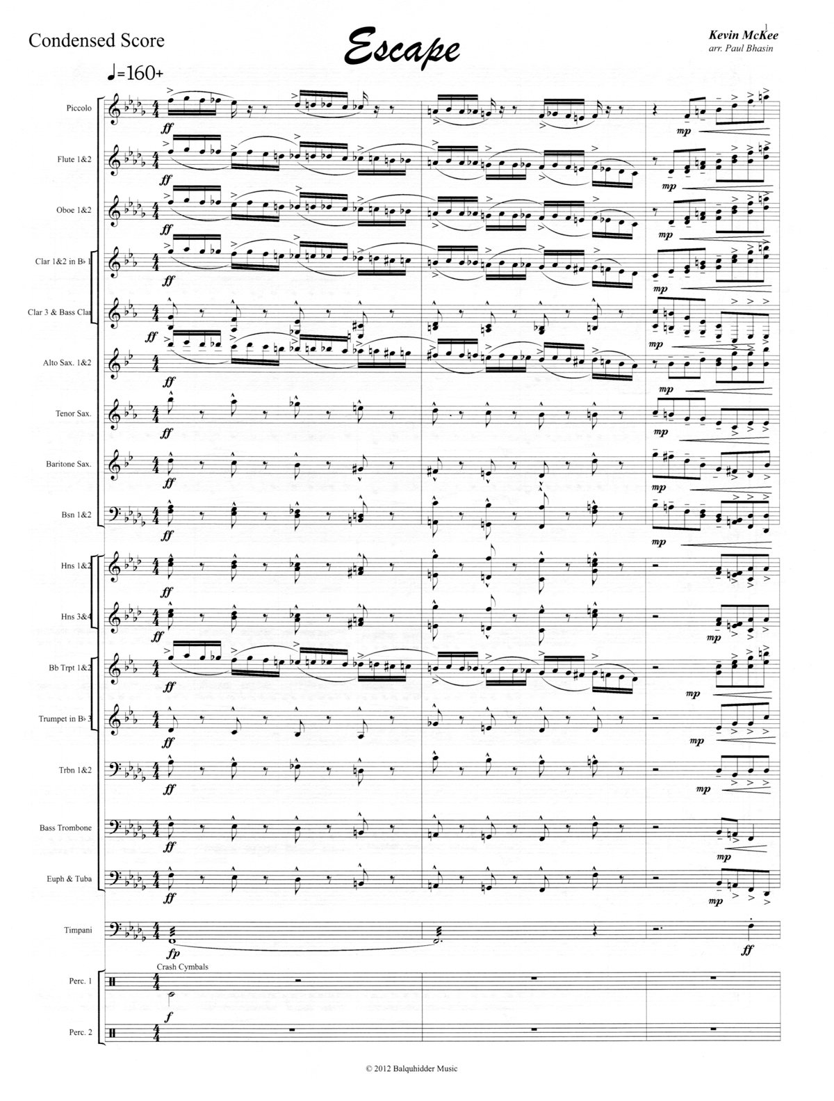 Escape musique d'ensemble-partition+parties separees