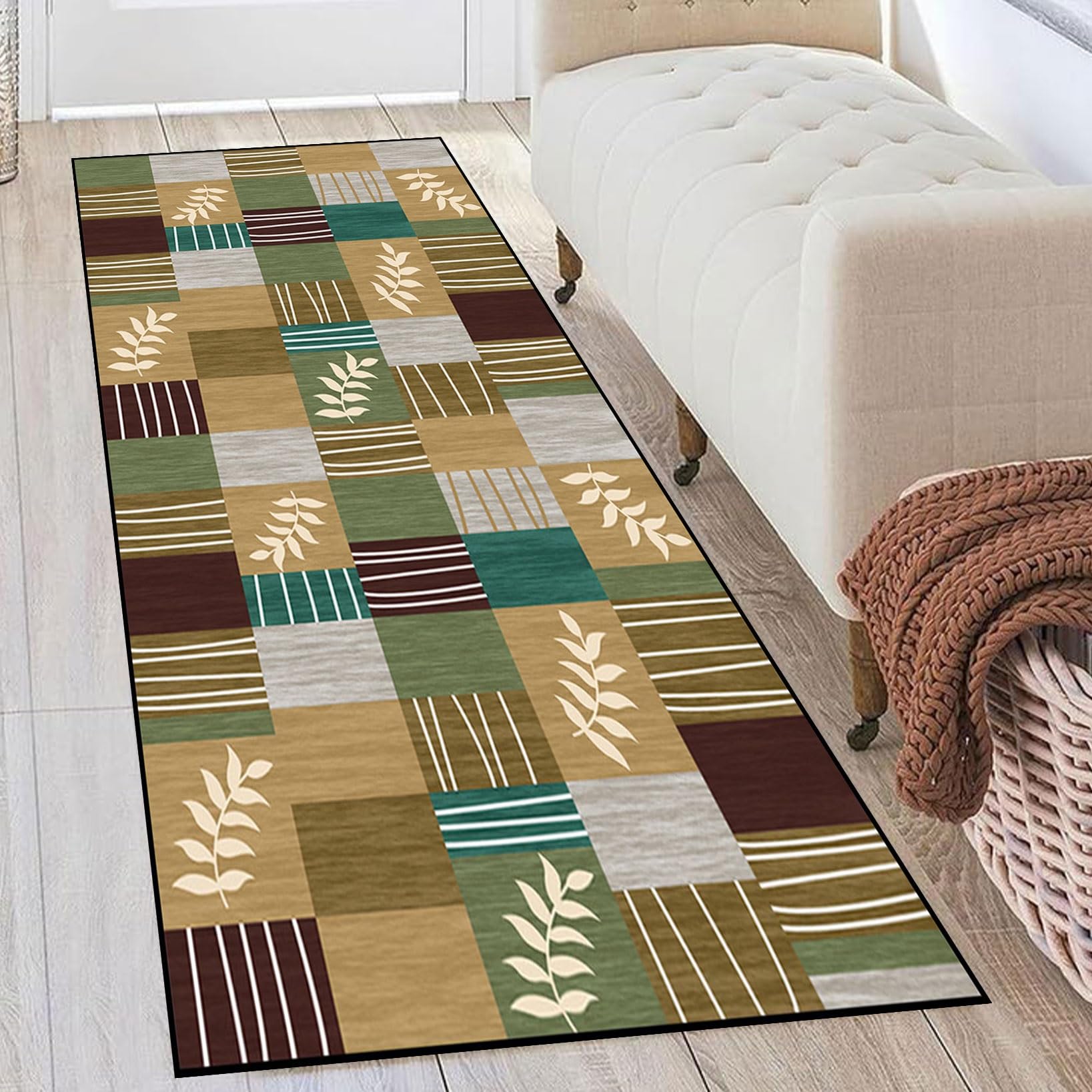 Teppich Läufer Flur Lang 55 x 330 cm rutschfest Läufer Flur Küche, Wohnzimmer Teppich Polyester, Kurzflor, Anpassbar, Leicht zu Reinige für Wohnzimmer, Flur, Küche, B