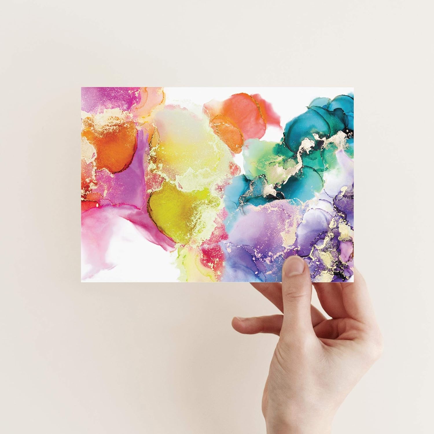 Ritzy Rose Watercolor Greeting Cards Colorful High Quality Notecards | Box Set of 24 Cards + Envelopes Made in USA (Rainbow Spectrum)