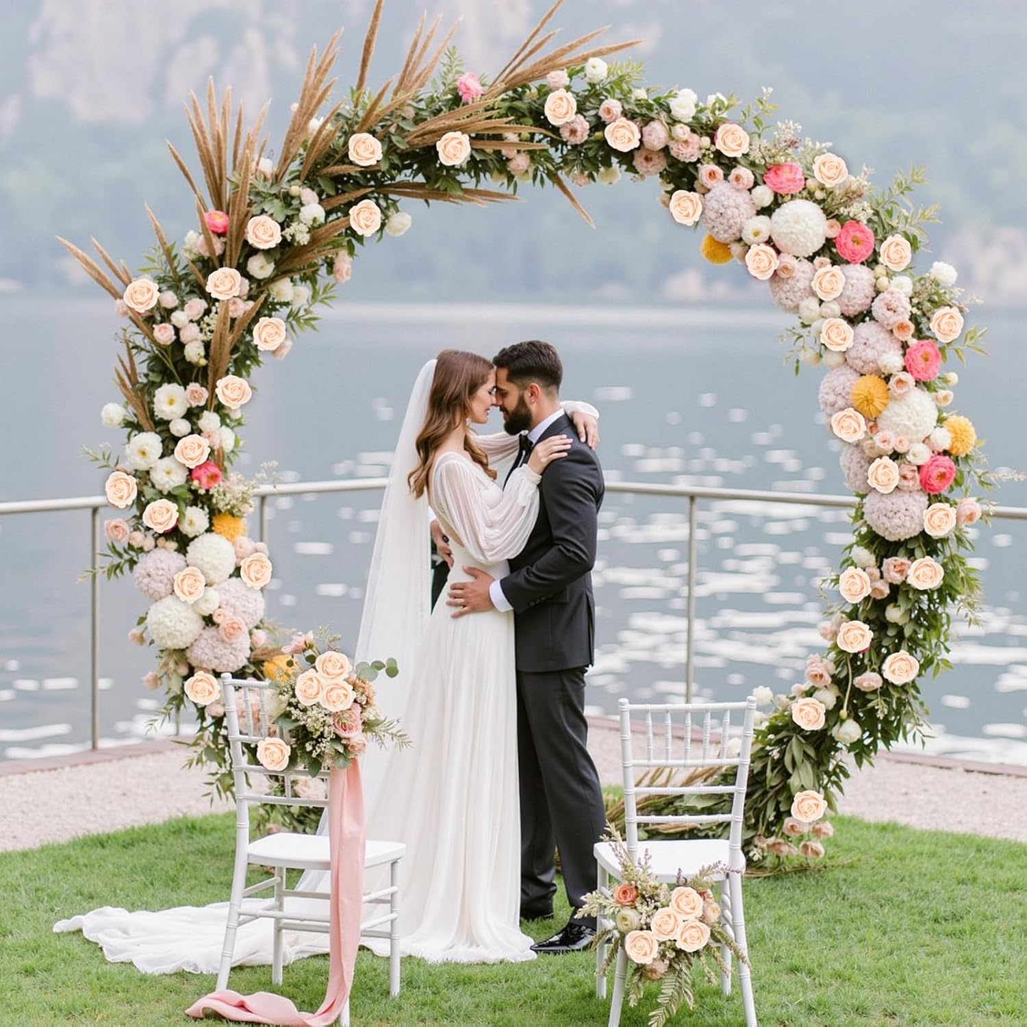 100 Pcs Champagne Roses Artificial Flowers, Real Touch Velvet Roses Bouquet Fake Flowers Bulk, Artificial Roses with Long Stems for Valentines Day Gift DIY Bridal Wedding Centerpiece Decorations - Image 9