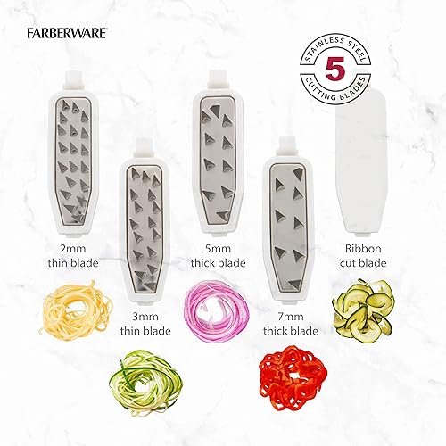 Miniatura 4 de Farberware Profesional plegable frutas y verduras Spiralizer Slicer Easy Store Fold And Lock con 4 cuchillas y organizador de almacenamiento de