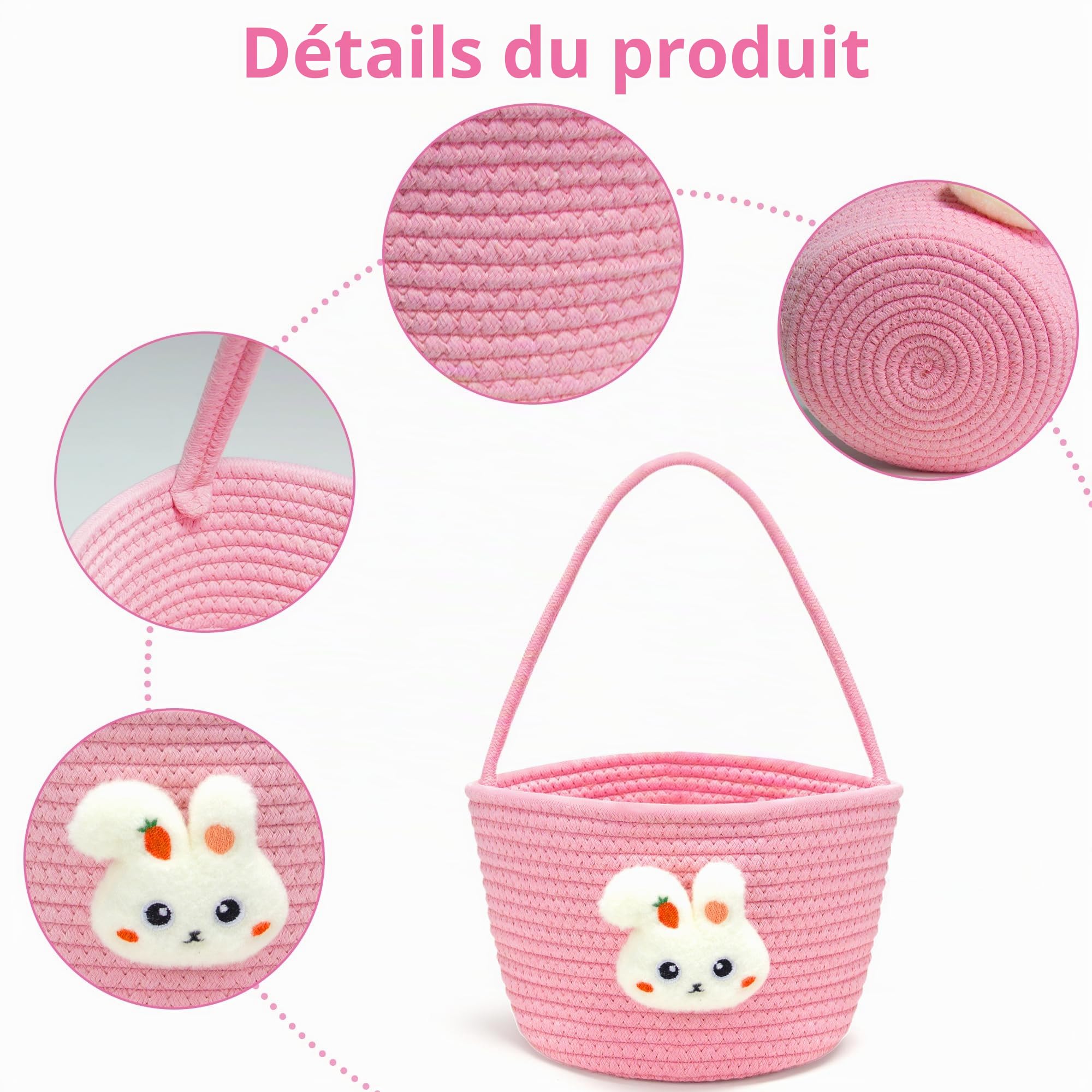 Panier de Pâques avec joli lapin rose