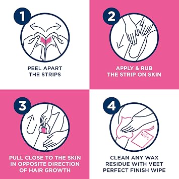 Veet Pure Cold Wax Strips, Legs & Body, Sensitive Skin, 20 Strips, 2 Finish Wipes, Hair Removal, Removes Hair From Root, 28 Days Smoothness, Hypoallergenic Formula (Packaging may vary)