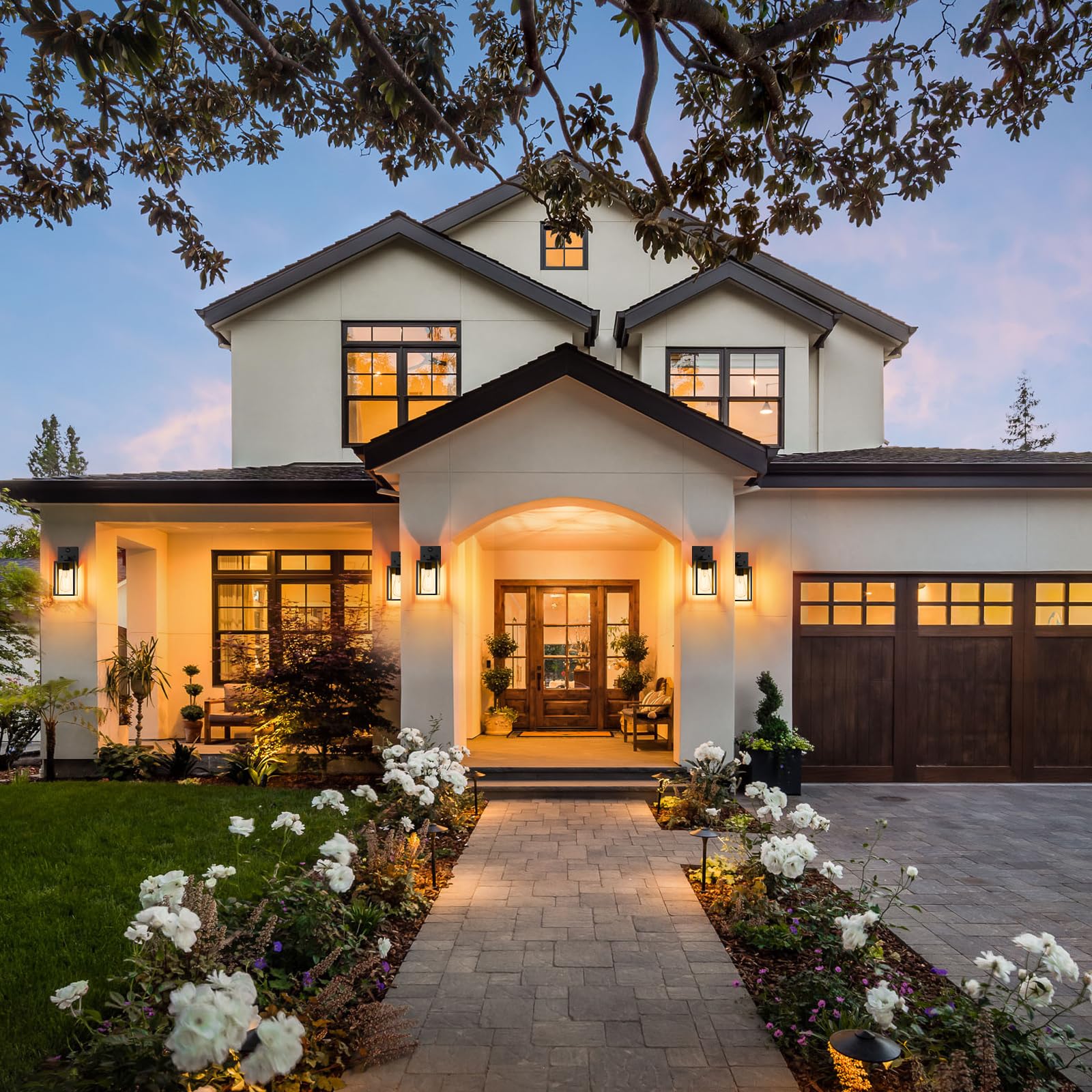 2 Pack Dusk to Dawn Exterior Lighting Fixtures Wall Mount Sensor Outside Front Porch Lights for House Outdoor — view 7