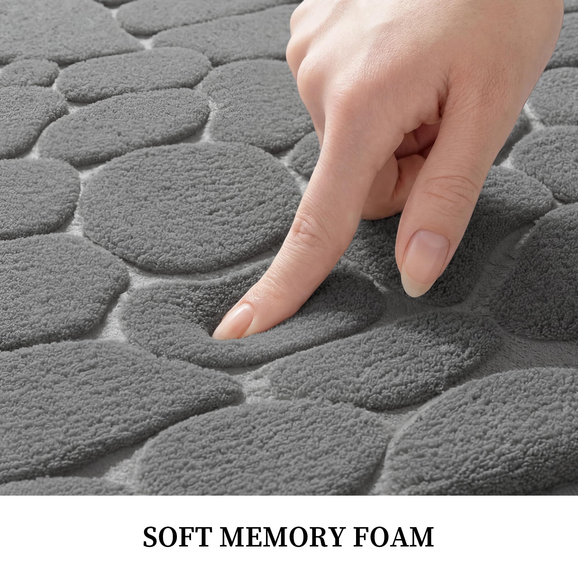 YIHOUSE Alfombra de baño de espuma viscoelástica, superabsorbente de agua, lavable a máquina (17 x 24 pulgadas, gris oscuro)