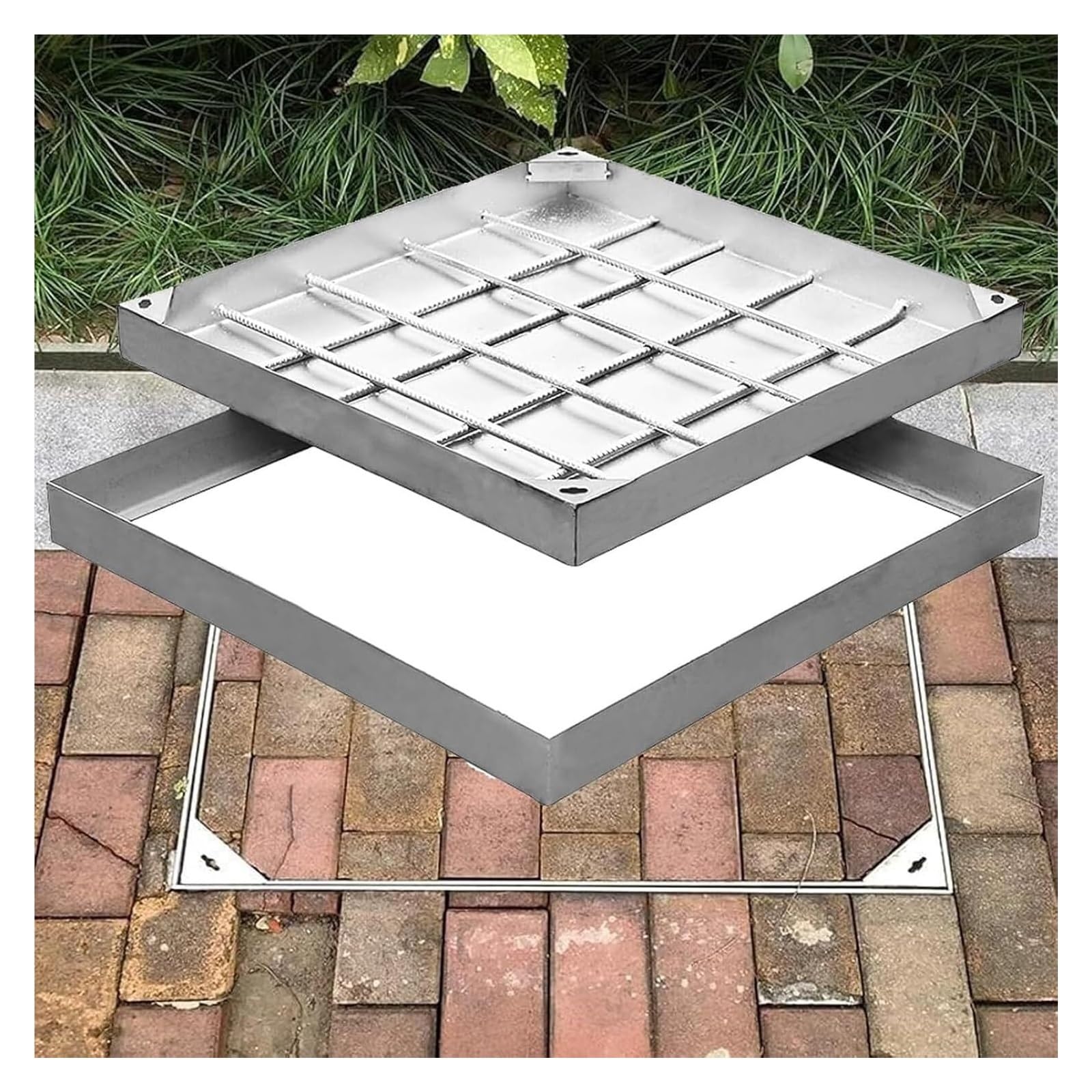 GJMSSMY Invisible Sewer Inspection Chamber Covers & Frames Flush-Mount Design 900x600mm (35.4x23.6in) Durable & Secure Access Manhole Cover for Easy Maintenance