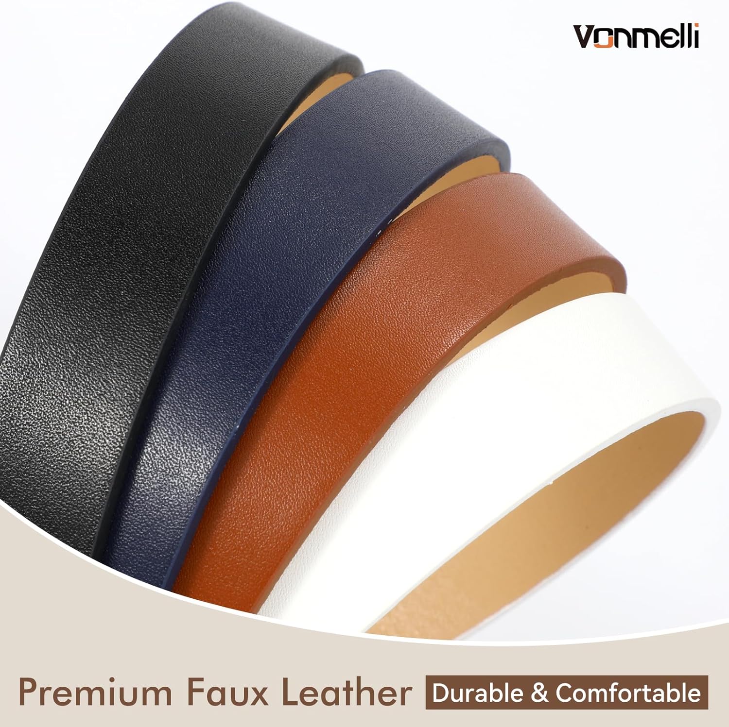 VONMELLI 4 Pack Womens Thin Leather Belt Skinny Waist Belts for Women Fashion Jeans Dress with Gold Buckle - Image 3