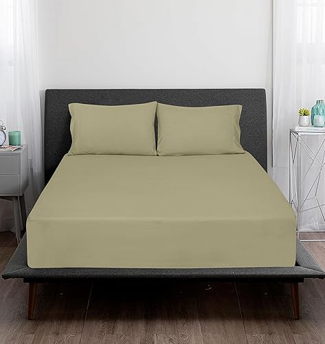 Miniatura 9 de ROYALE LINENS Juego de sábanas de 300 hilos de 100 % algodón peinado de fibras largas, 4 piezas, 1 sábana bajera, 1 encimera y 2 fundas de almohada,