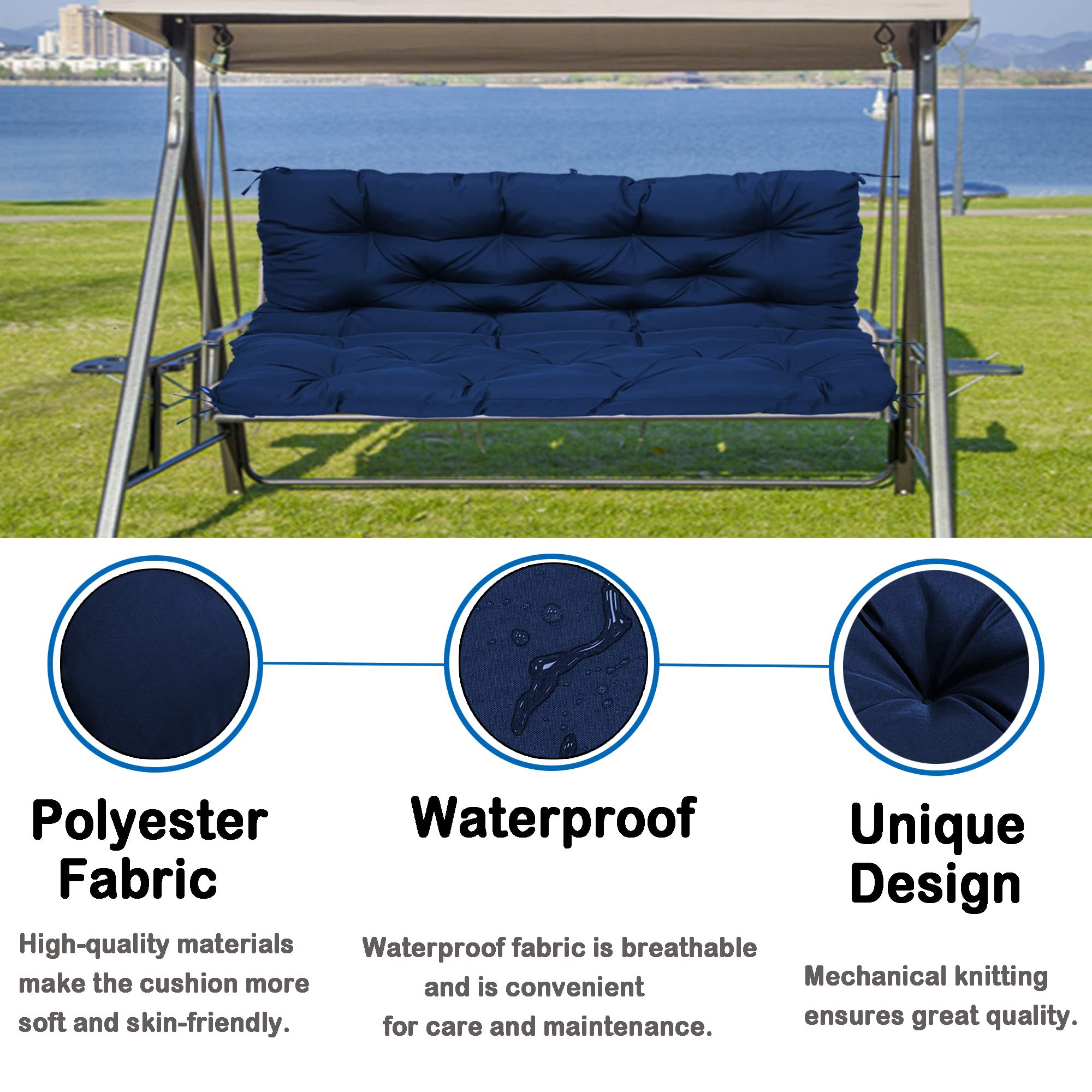 Baldacchino Per Dondolo 2-3 Posti - Impermeabile, Marrone, 150x50x10cm, Tessuto Argentato - Foto 5