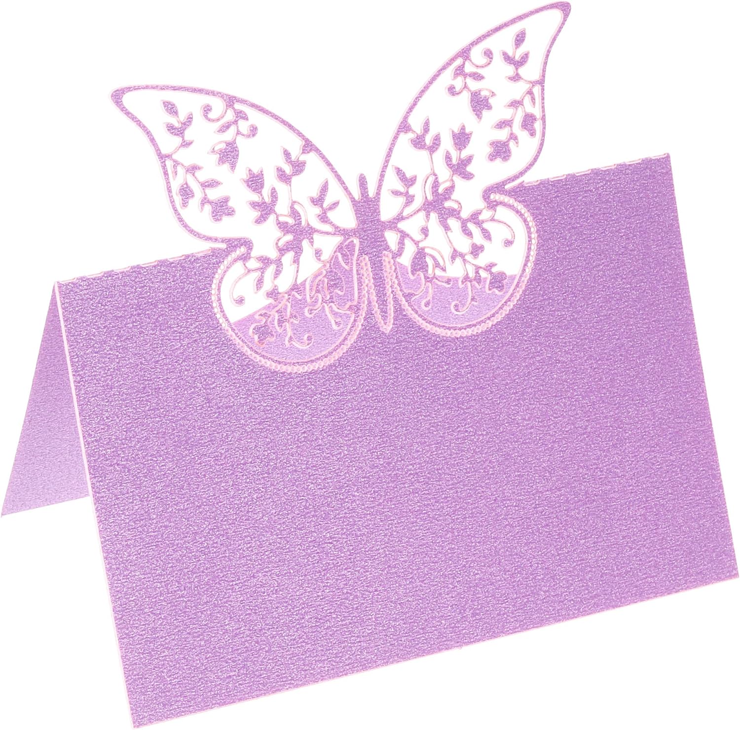 PATIKIL Table Name Place Cards, 25Pcs Favor Decor Hollow Butterfly Cut Design Blank Card for Wedding Party Seating Place Cards, Purple