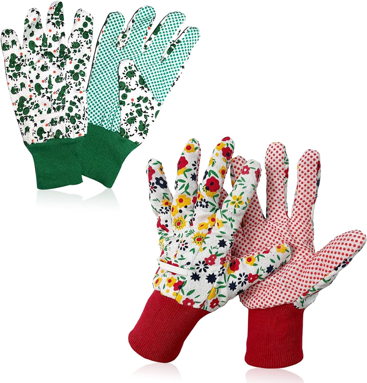 Grantop Gardening Gloves for Women Set,2 pairs Comfortable Gardening Working Gloves for Ladies Women,Floral Garden Gloves with Elastic Cuffs and Non-Slip for Yard, Fishing, Camping.