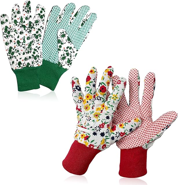 Gardening Gloves for Women Set,2 pairs Comfortable Gardening Working Gloves for Ladies Women,Floral Garden Gloves with Elastic Cuffs and Non-Slip for Yard, Fishing, Camping