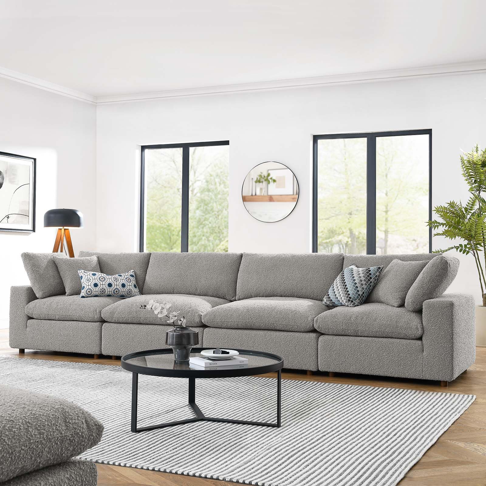 Modway Commix Down-Filled Overstuffed Boucle Fabric 4-Seater Sofa