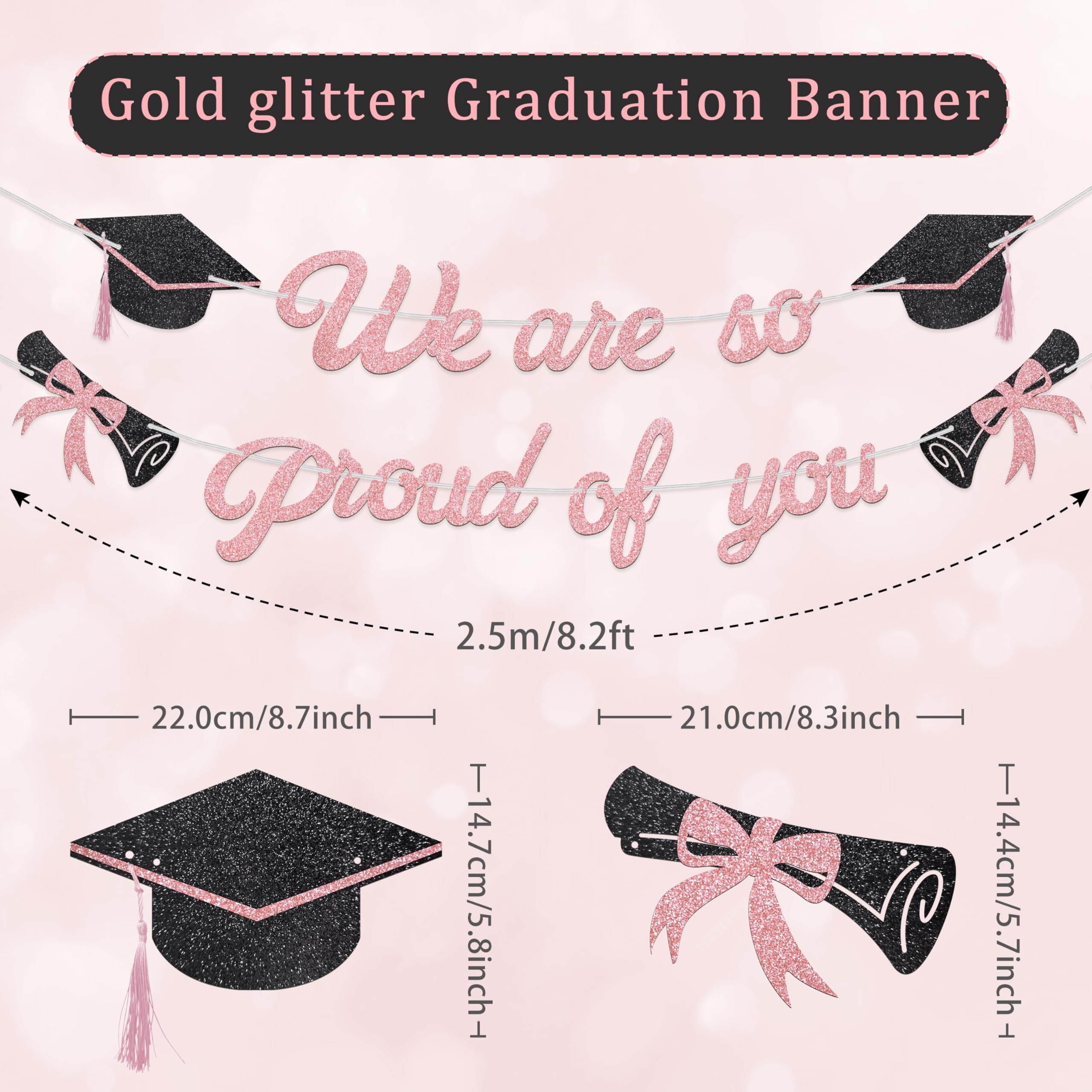 Graduation Banner 2026, Decoration 'We are so proud of you' Graduation Garland Class of 2026 - Image 2