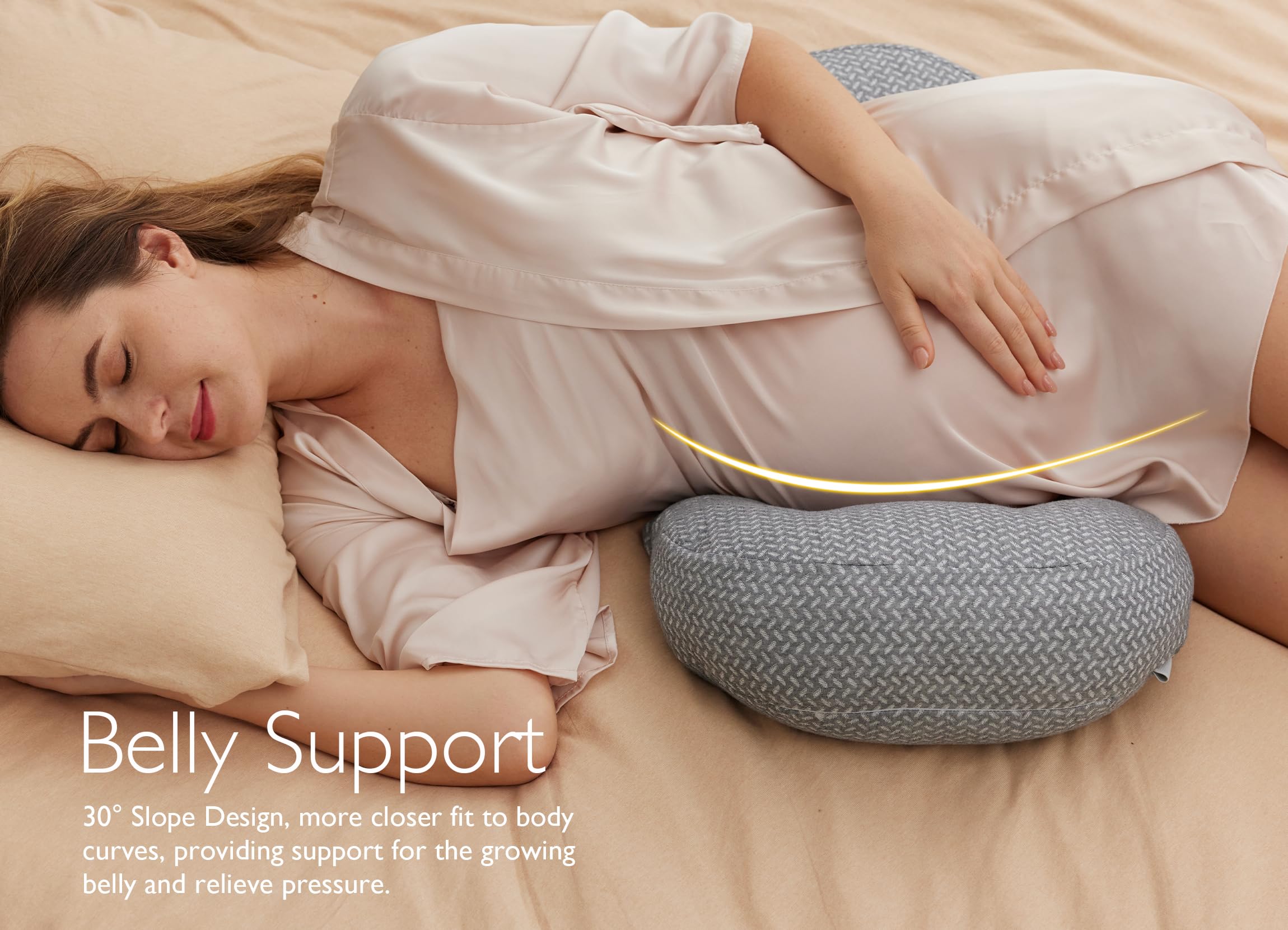 momcozy Coussin de Grossesse Portable – Coussin de positionnement latéral en Forme de W pour Le Dos, Le Ventre et Les Hanches, Coussin de Voyage réglable pour soulager la Douleur pour Les Femmes | Coussin de positionnement latéral, coussin ventral réglabl