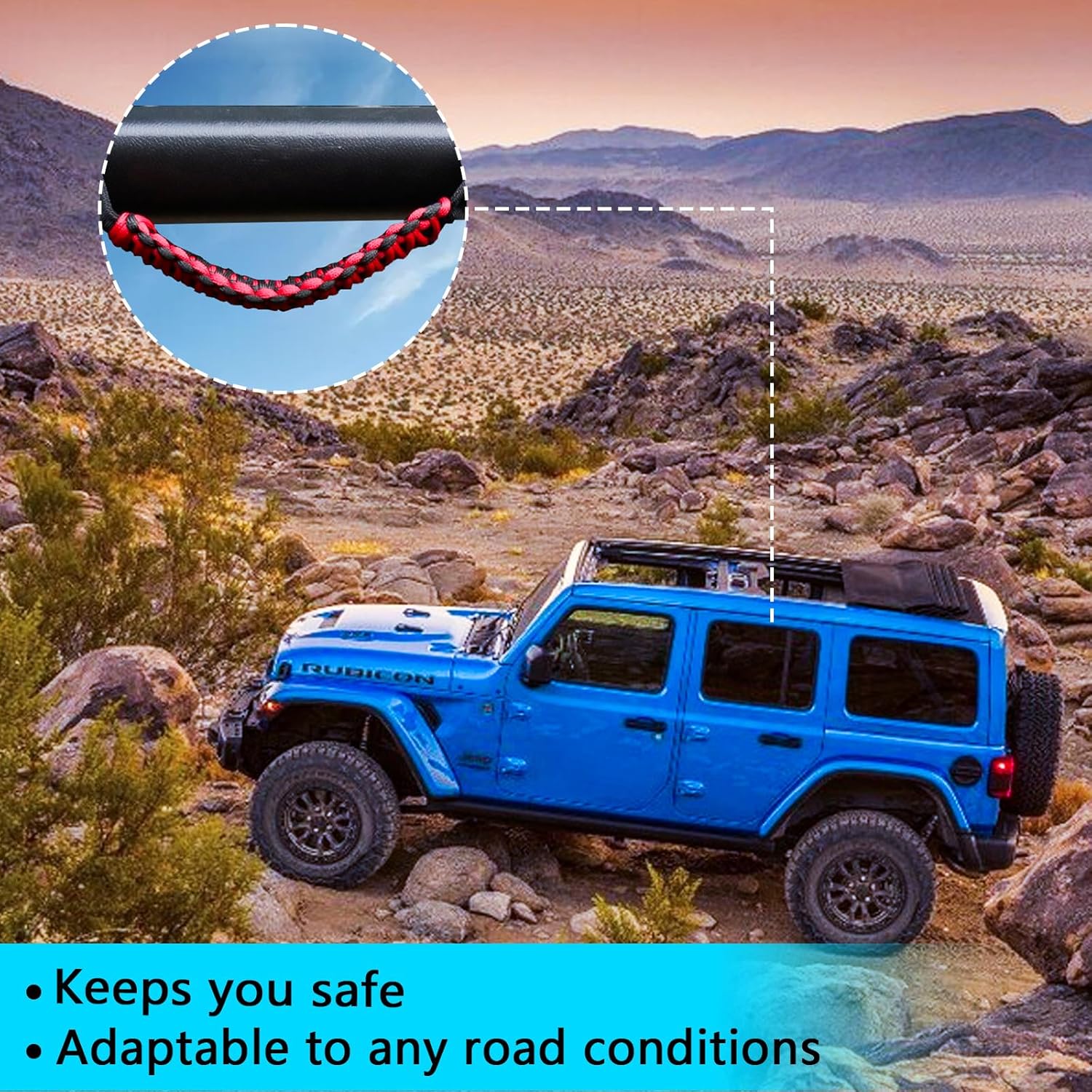 Roll Bar Grab Handles Front and Rear Grip Handle for 2024 2025 2026 Jeep Wrangler JL 4 Door 4XE Interior Accessorie for Jeep Wrangler (Red 4 Pack)