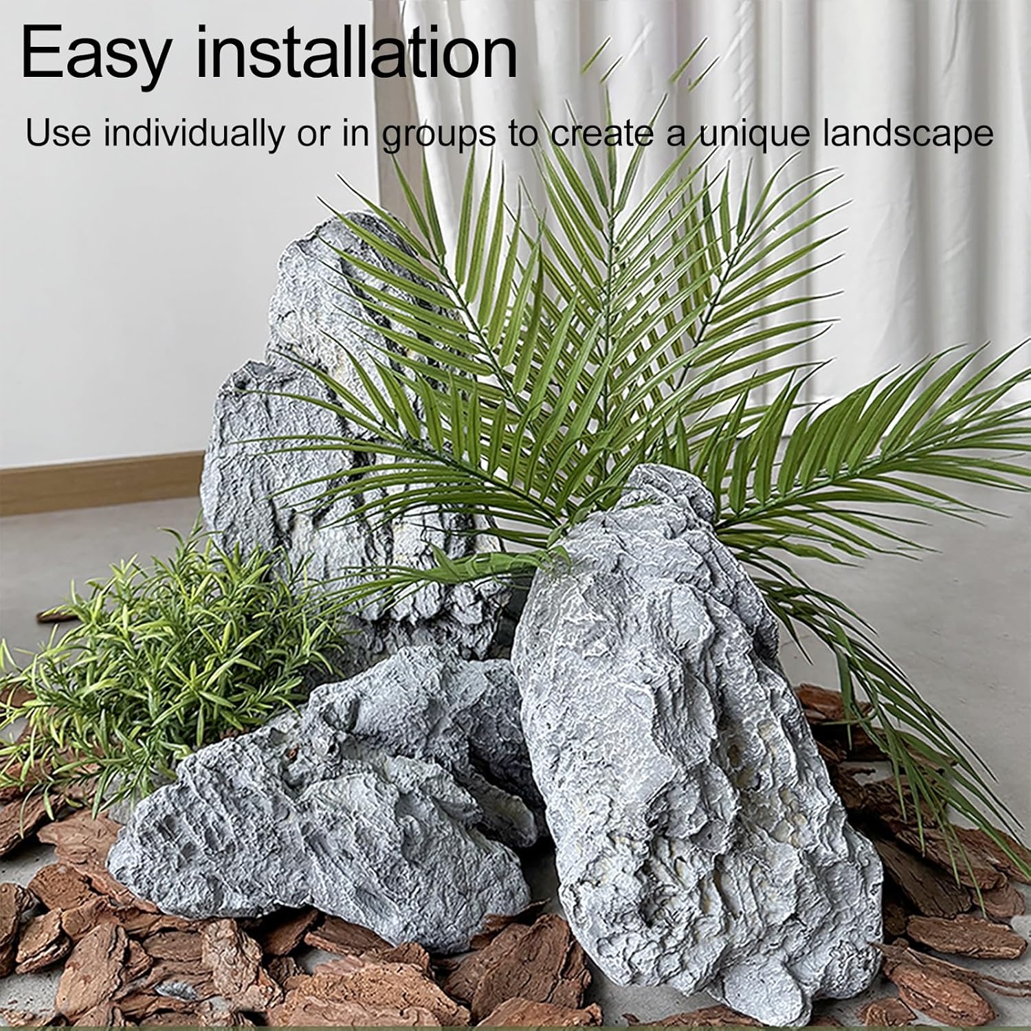 Faux Rocks for Landscaping, Outdoor Fake Rocks, PU Foam Artificial Landscape Boulder, Realistic Natural Texture, for Lawn Garden Patio Porch(34x23x26cm/13.4x9x10.2in)