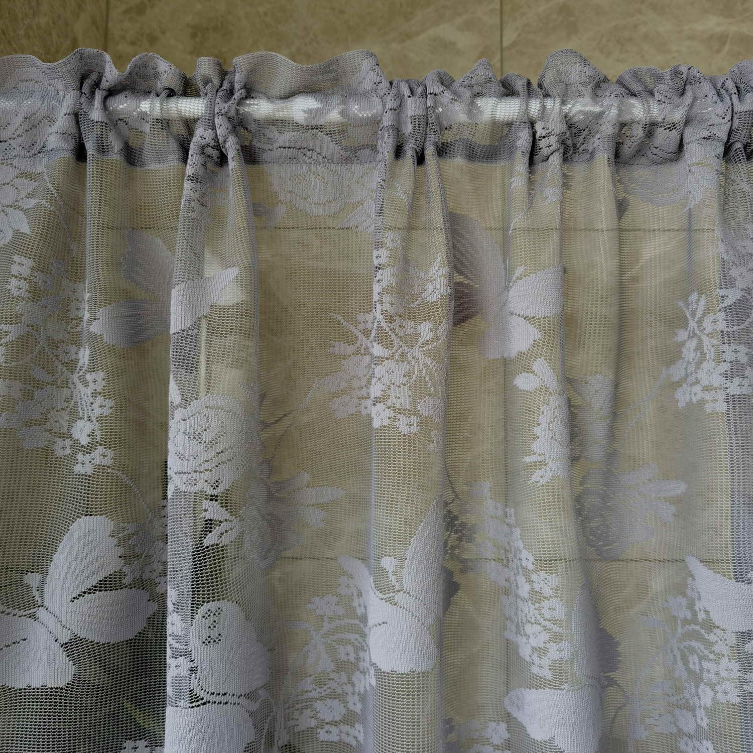 Amazon｜グレー レース シアーカーテン バランス キッチン カフェ