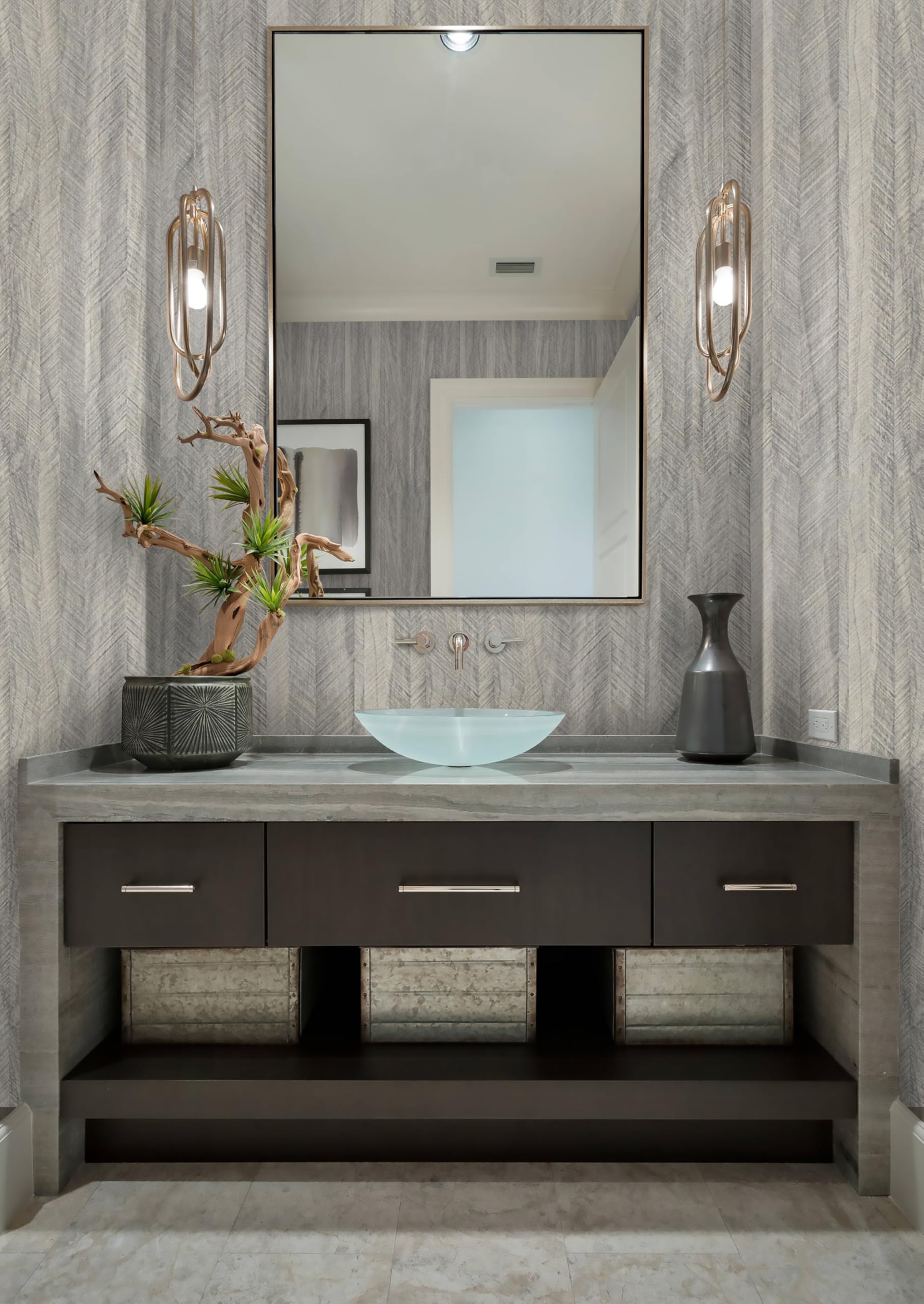 Snapklik.com : Wood Contact Paper Peel And Stick Wallpaper Light Grey