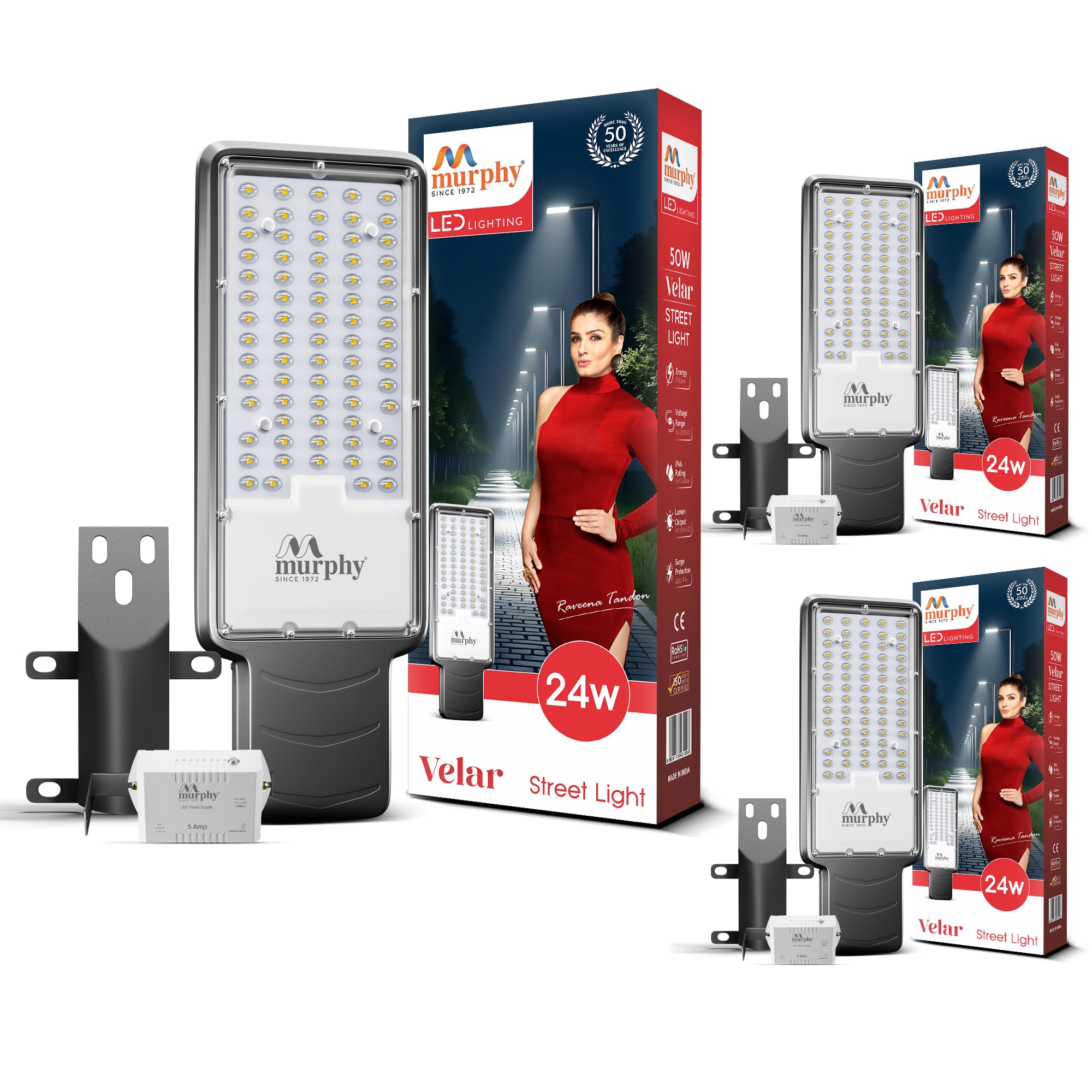 Murphy LED Street Lights - 3600 Lumens, Waterproof & Auto On/Off -24