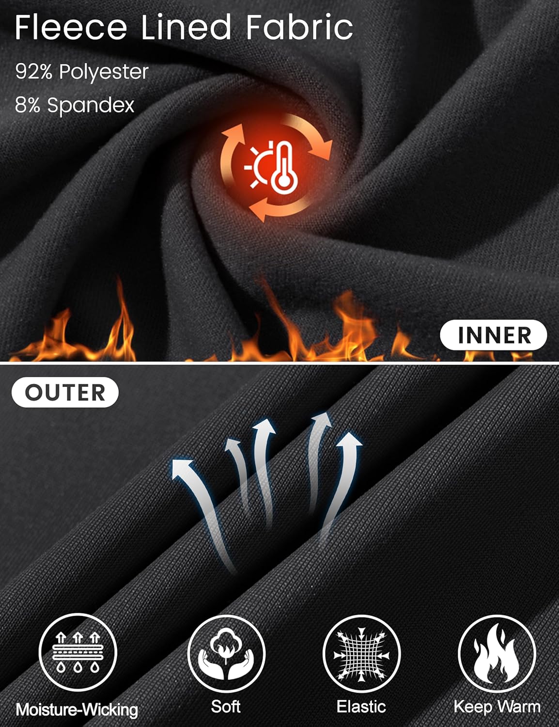 Cavva Thermal Shirts for Women Long Sleeve Lightweight Tops Base Layer Soft Fleece Crew Neck Underwear Cold Weather - Image 4