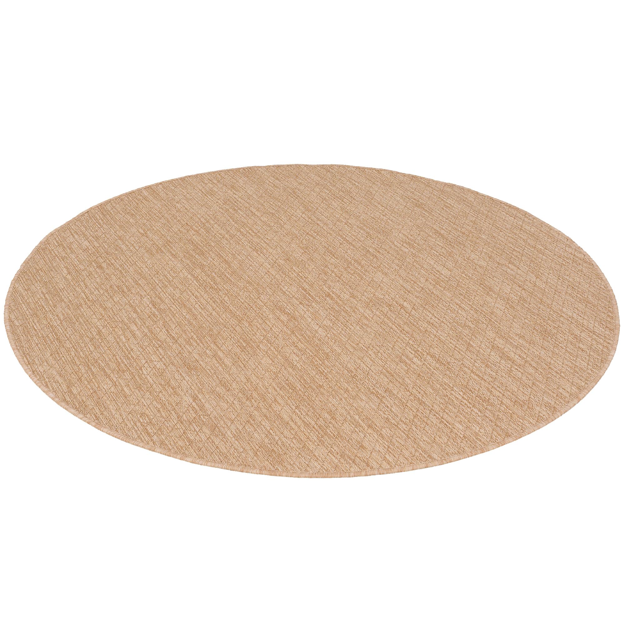 Snapstyle Porto Beige Karo Rund – Balkon- & Terrassenteppich Outdoor